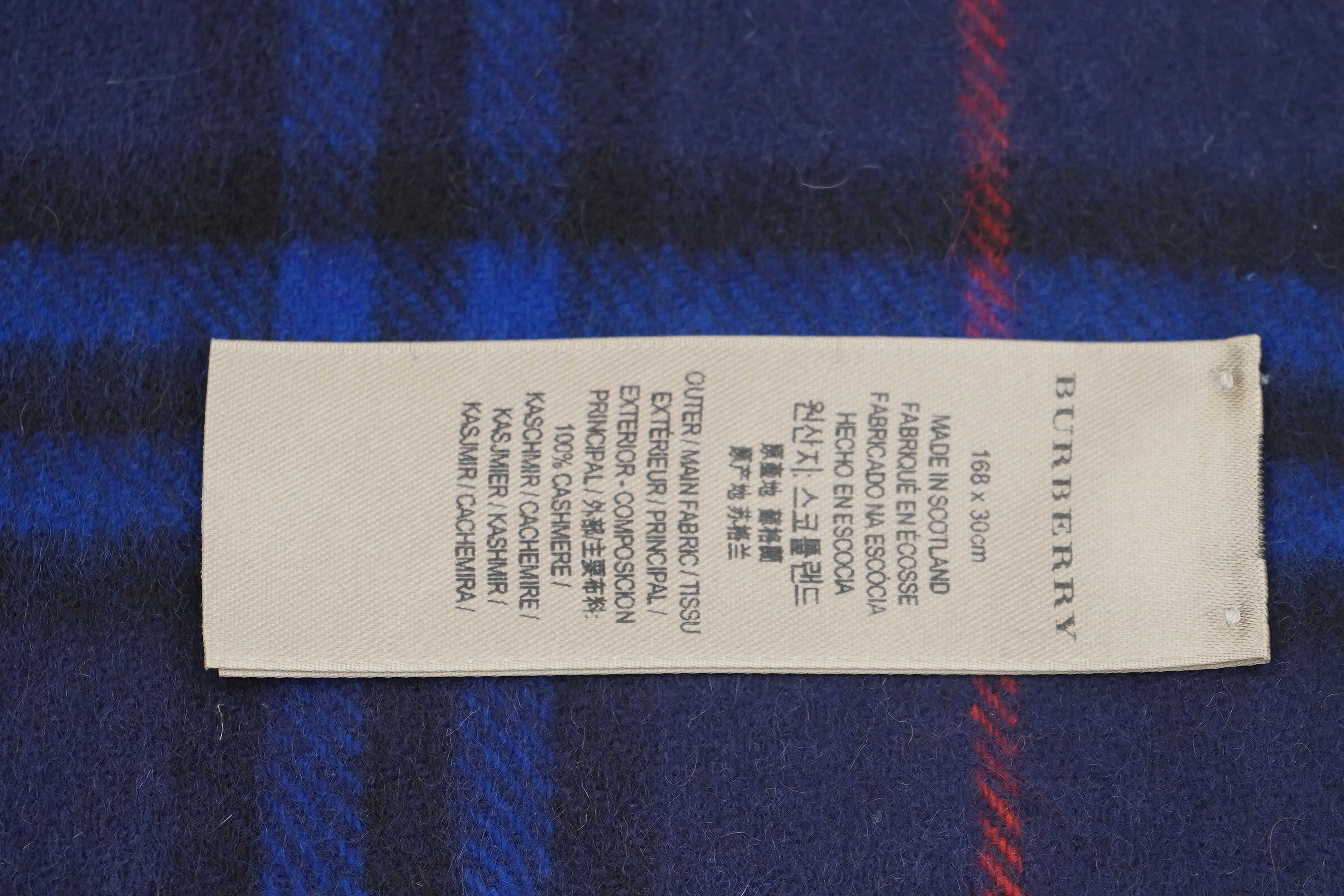 Classic Check Cashmere Blue Scarf