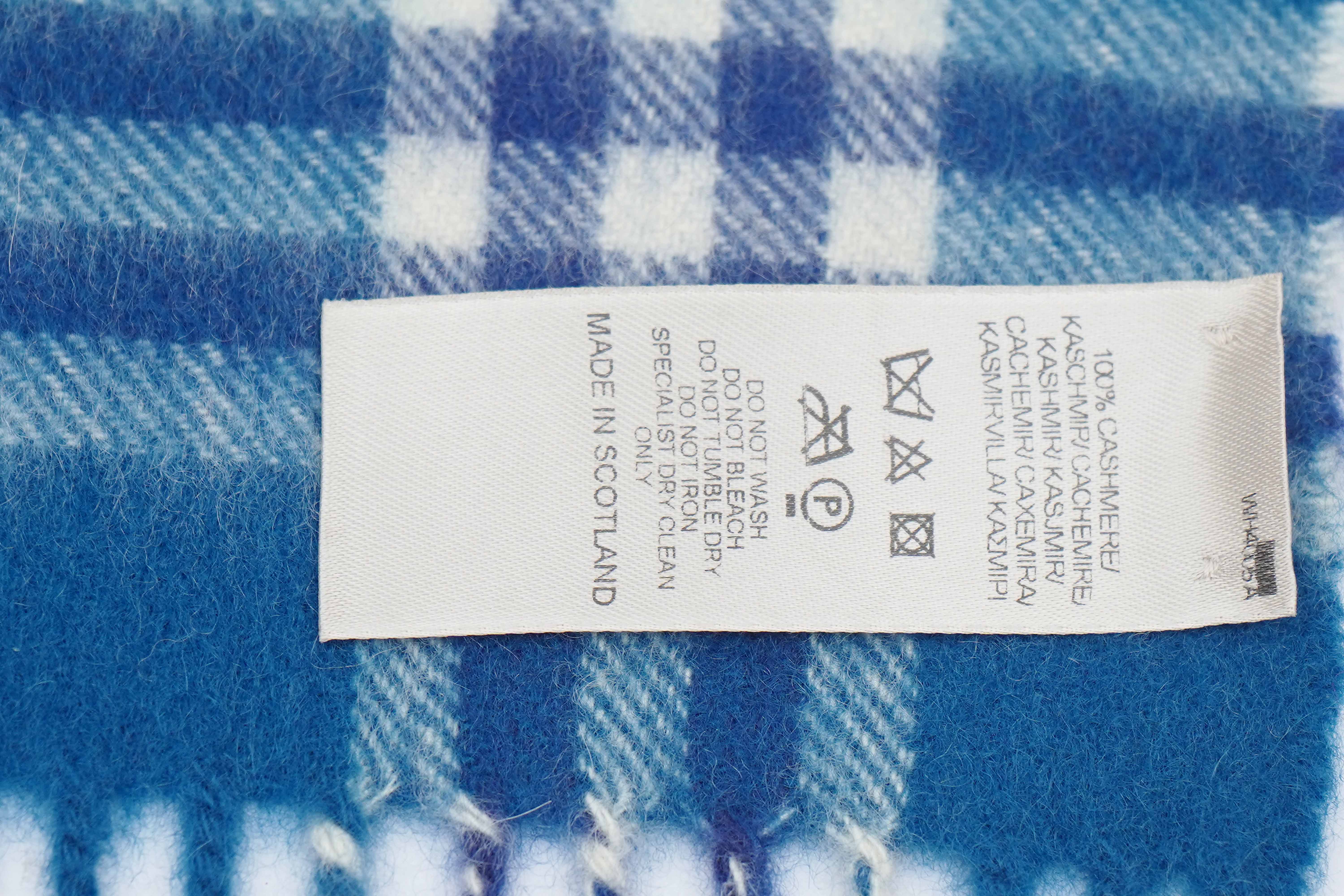 Classic Check Cashmere Blue Scarf