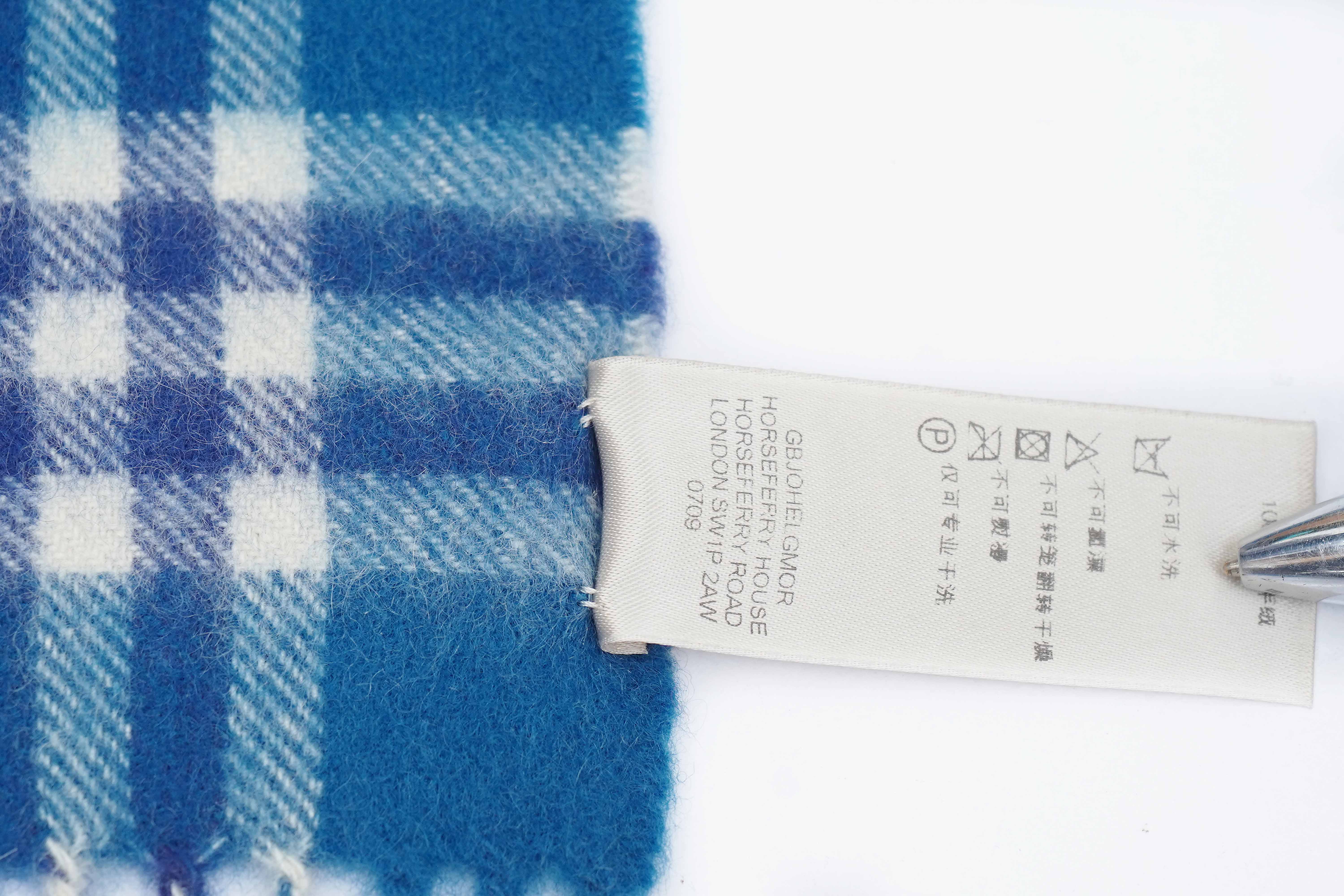 Classic Check Cashmere Blue Scarf