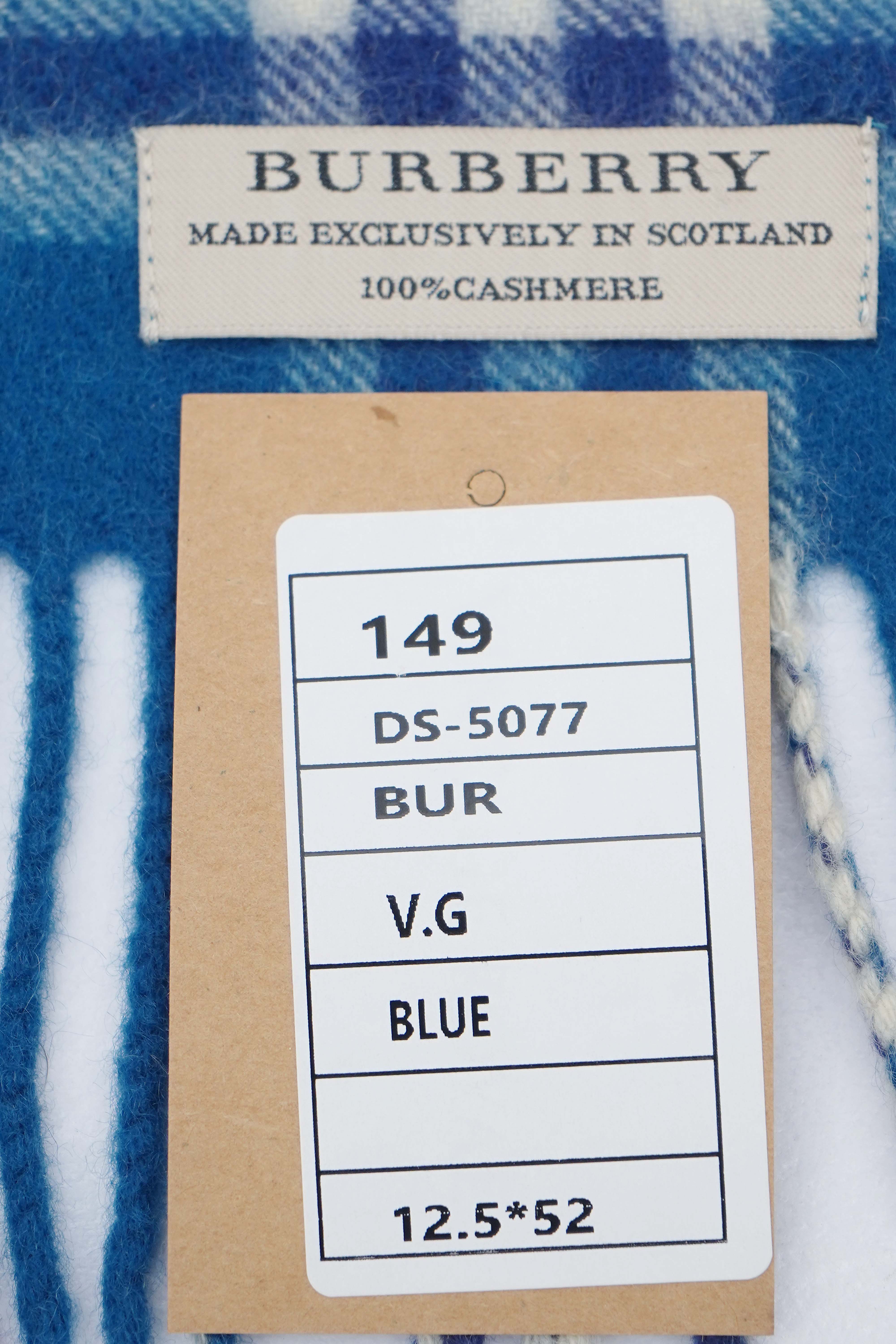 Classic Check Cashmere Blue Scarf
