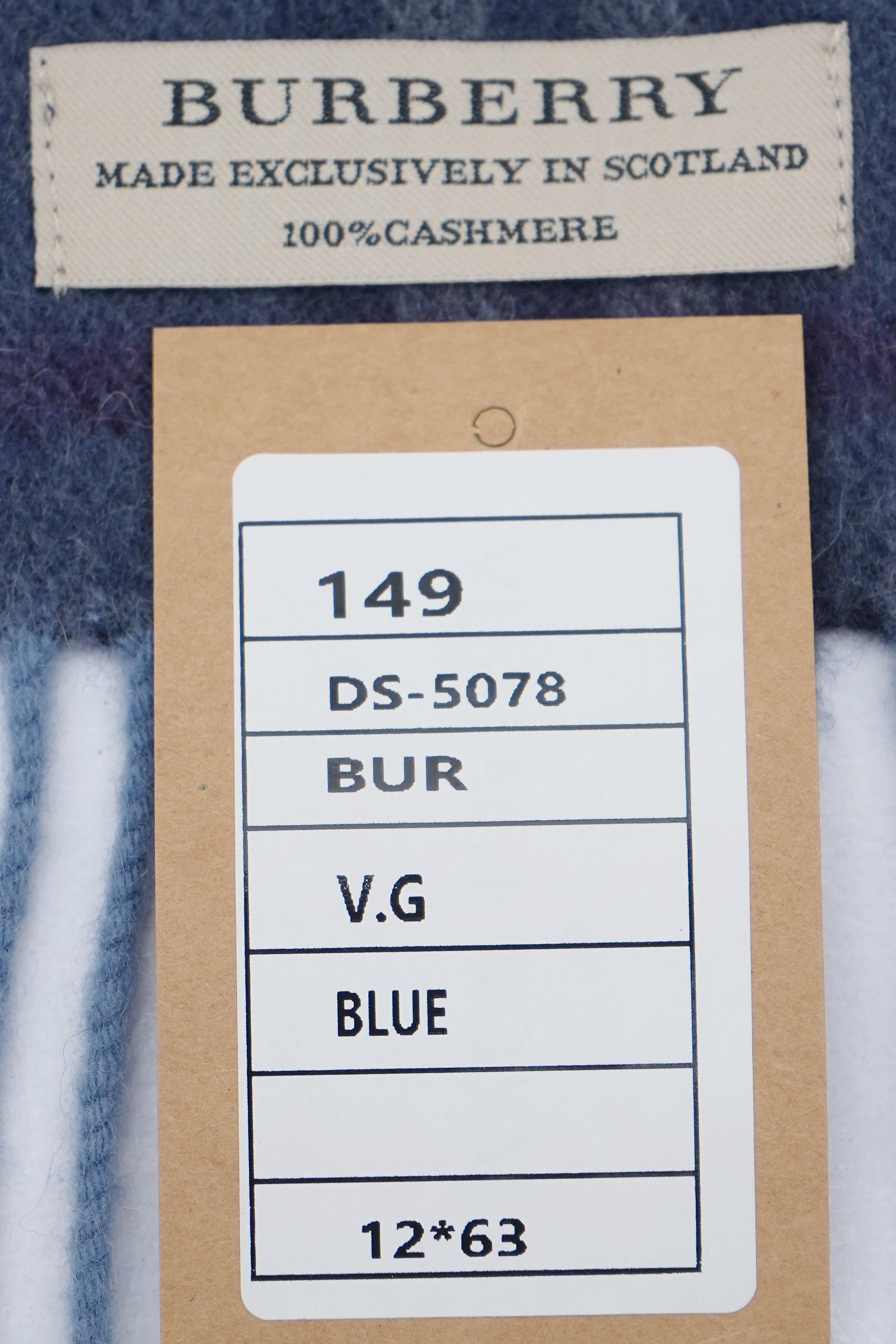 Classic Check Cashmere Blue Scarf
