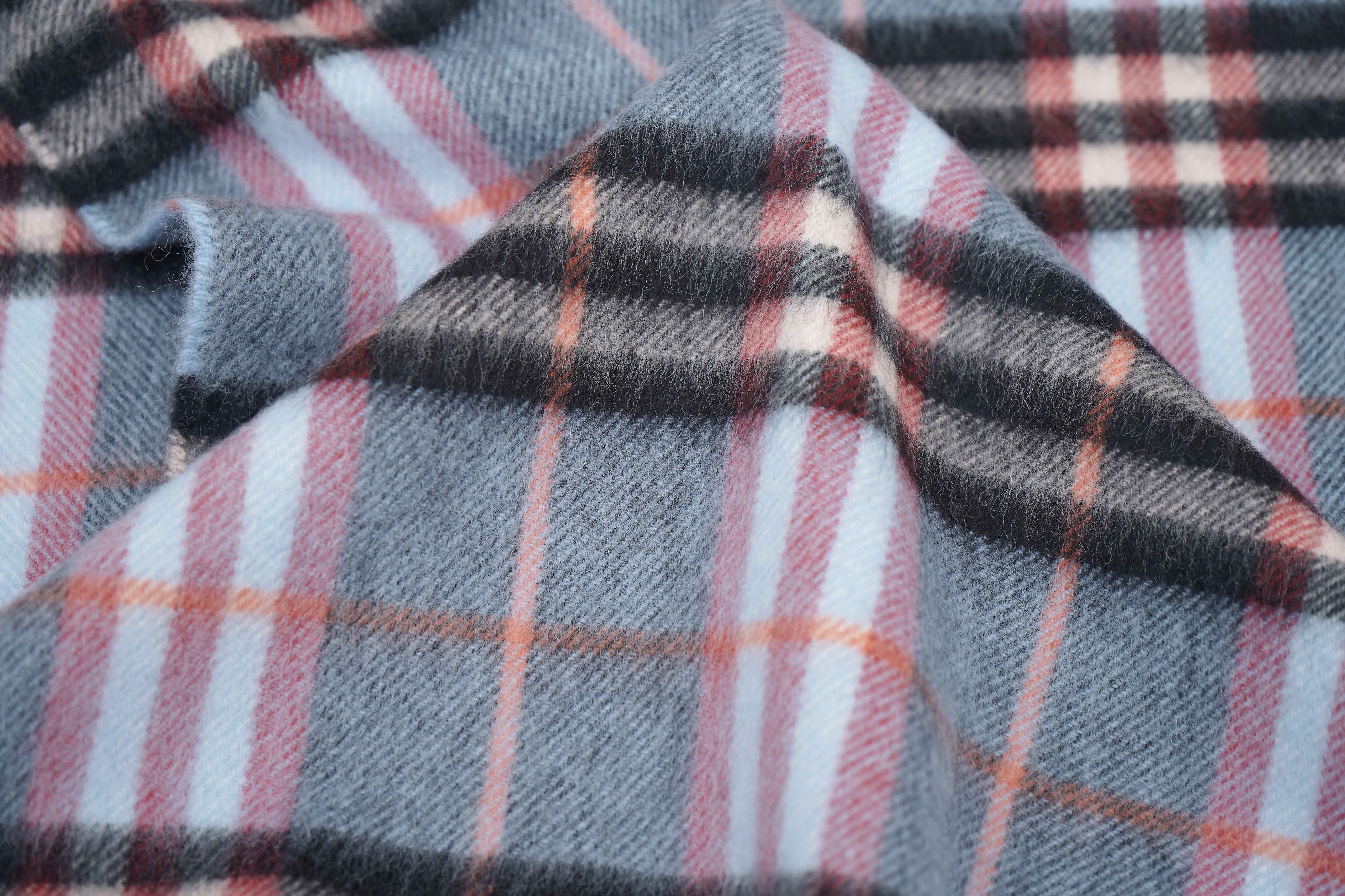 Classic Check Cashmere Sky Blue Scarf