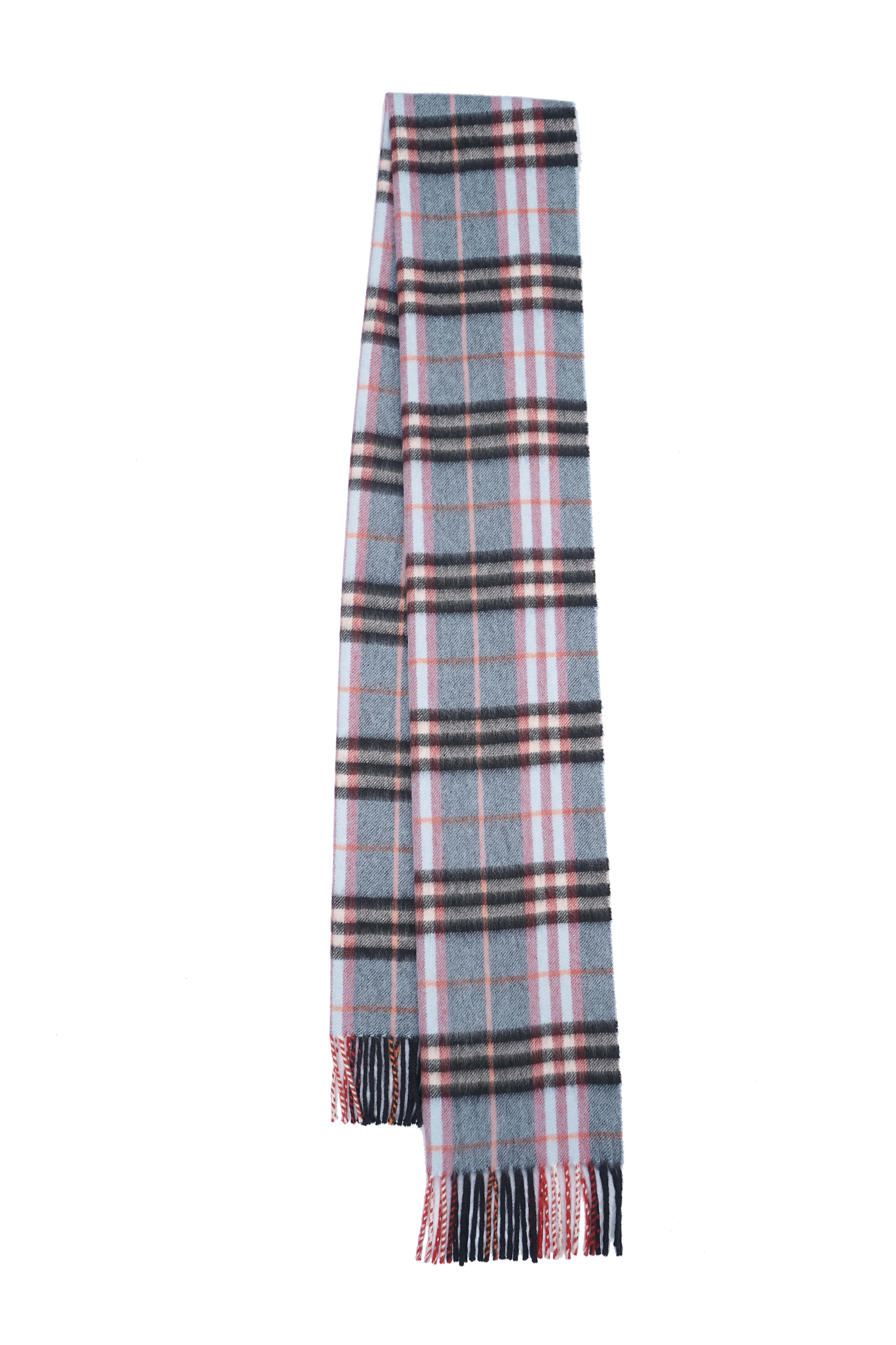Classic Check Cashmere Sky Blue Scarf