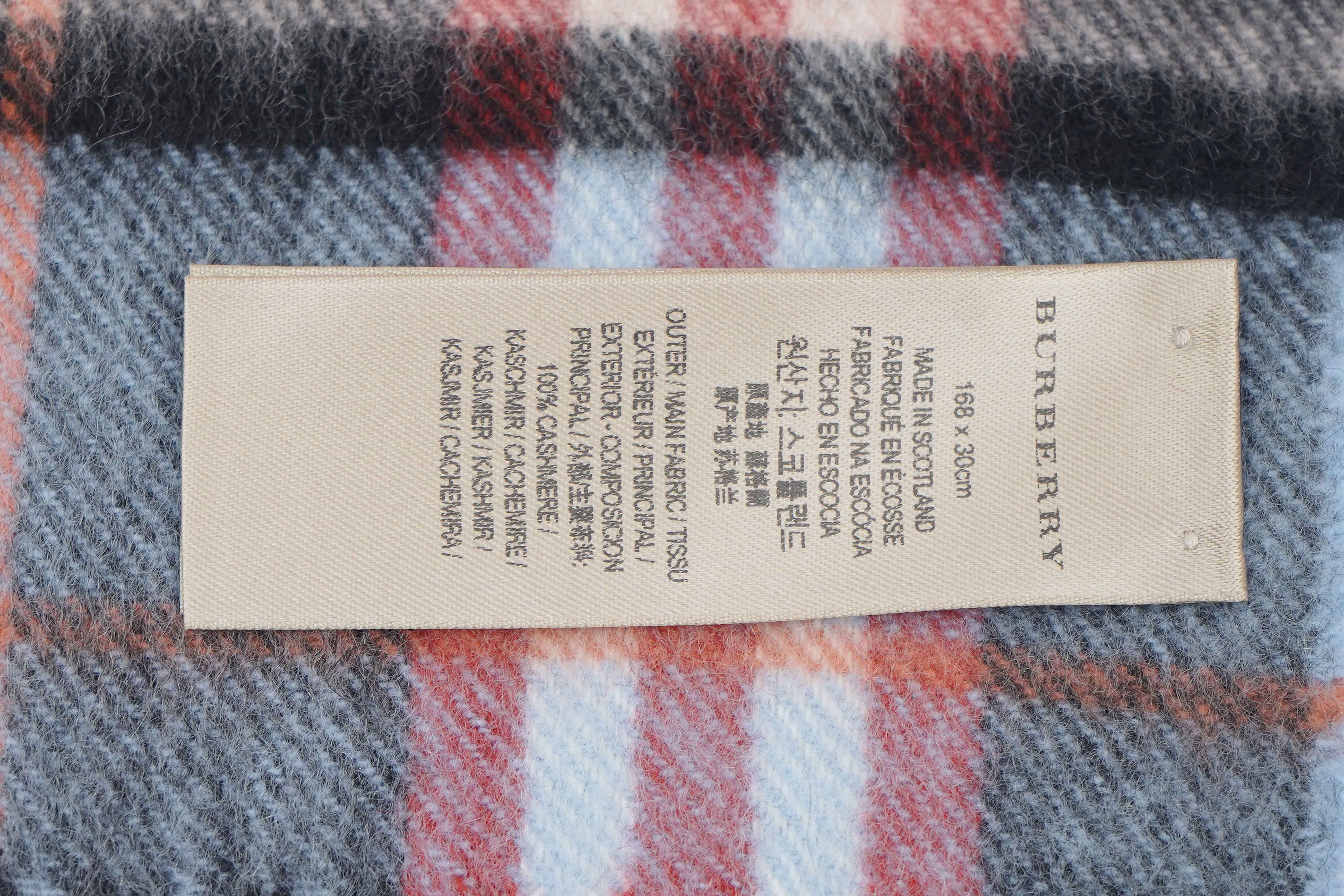 Classic Check Cashmere Sky Blue Scarf