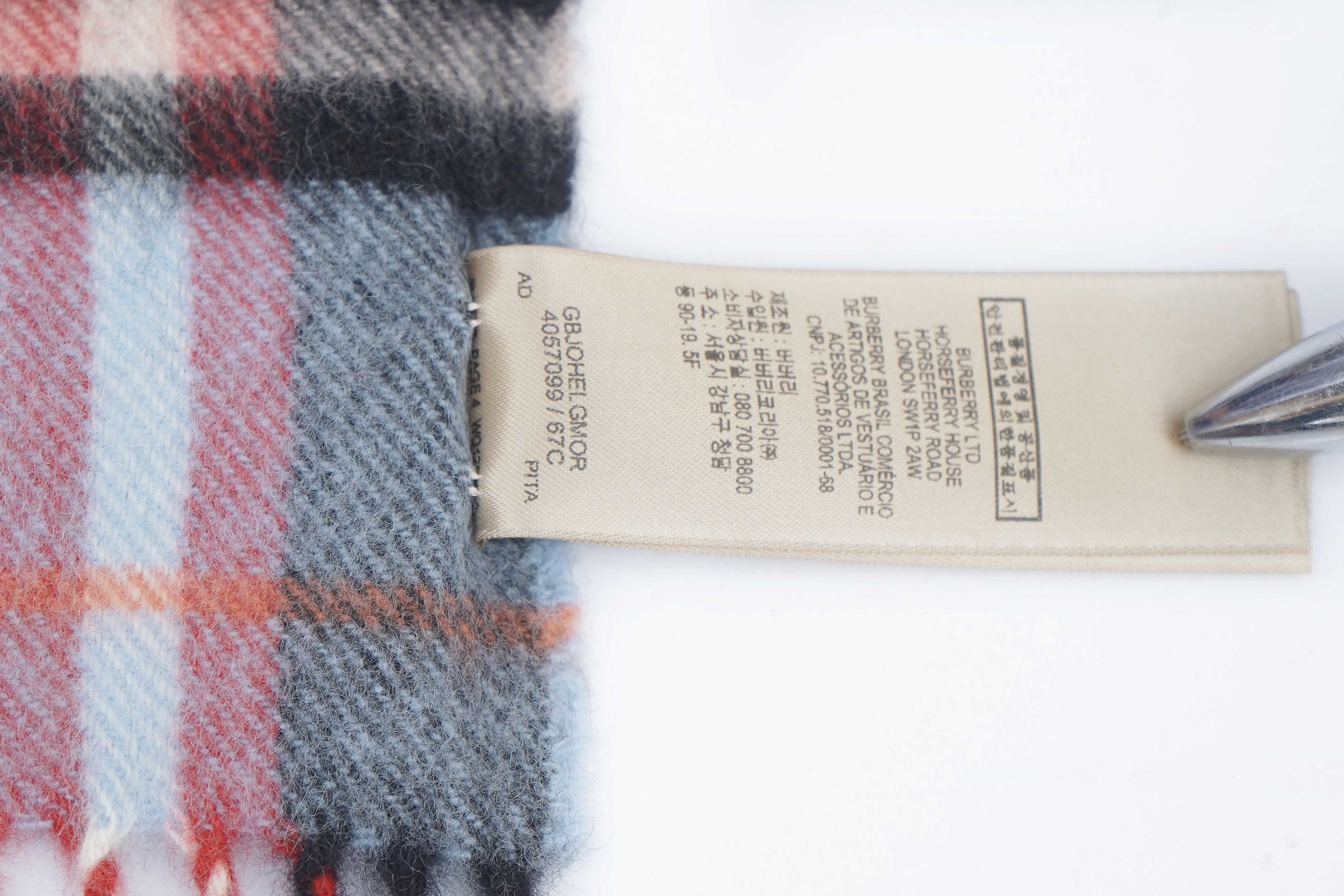 Classic Check Cashmere Sky Blue Scarf