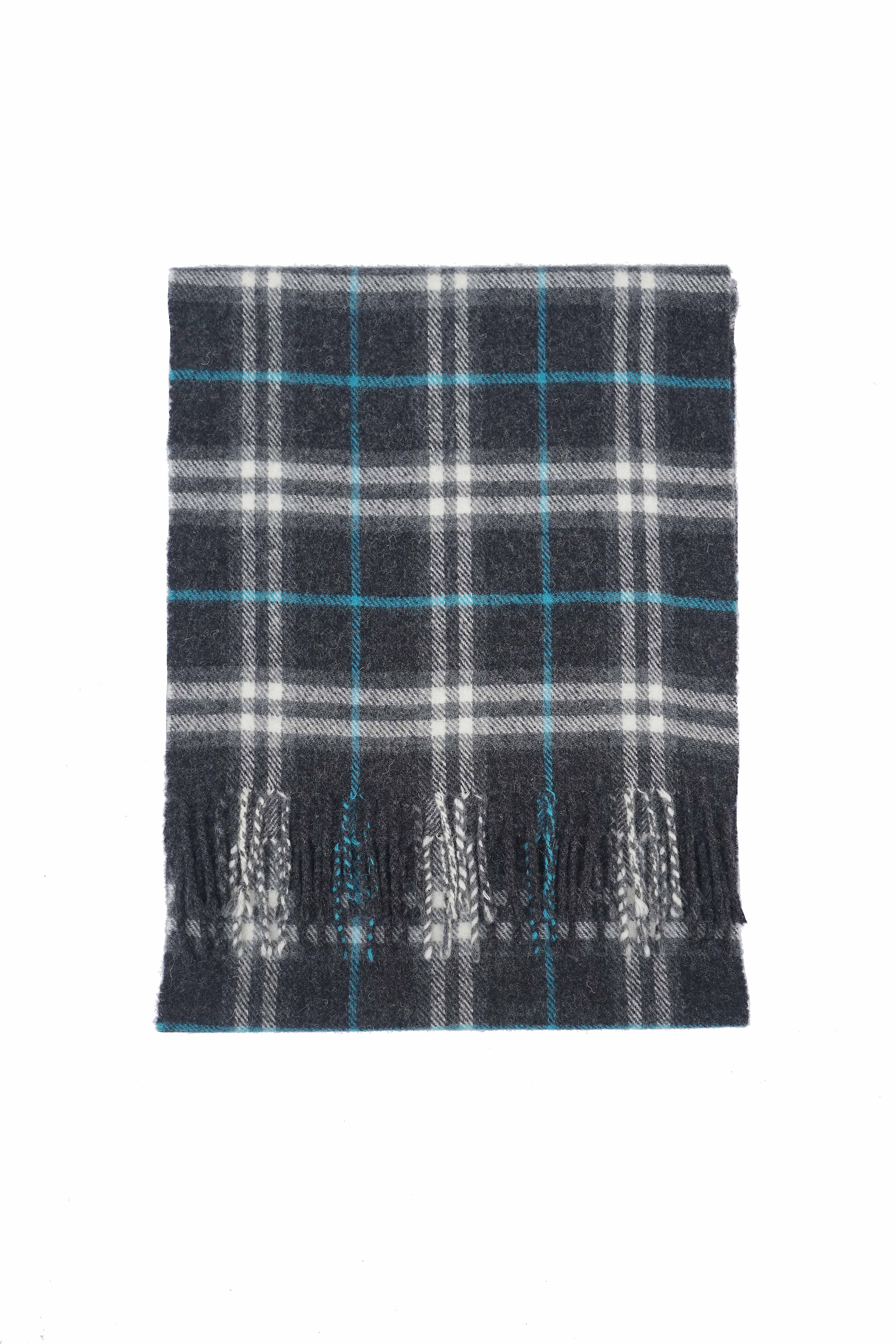 Classic Check Lambswool Dark Grey Scarf