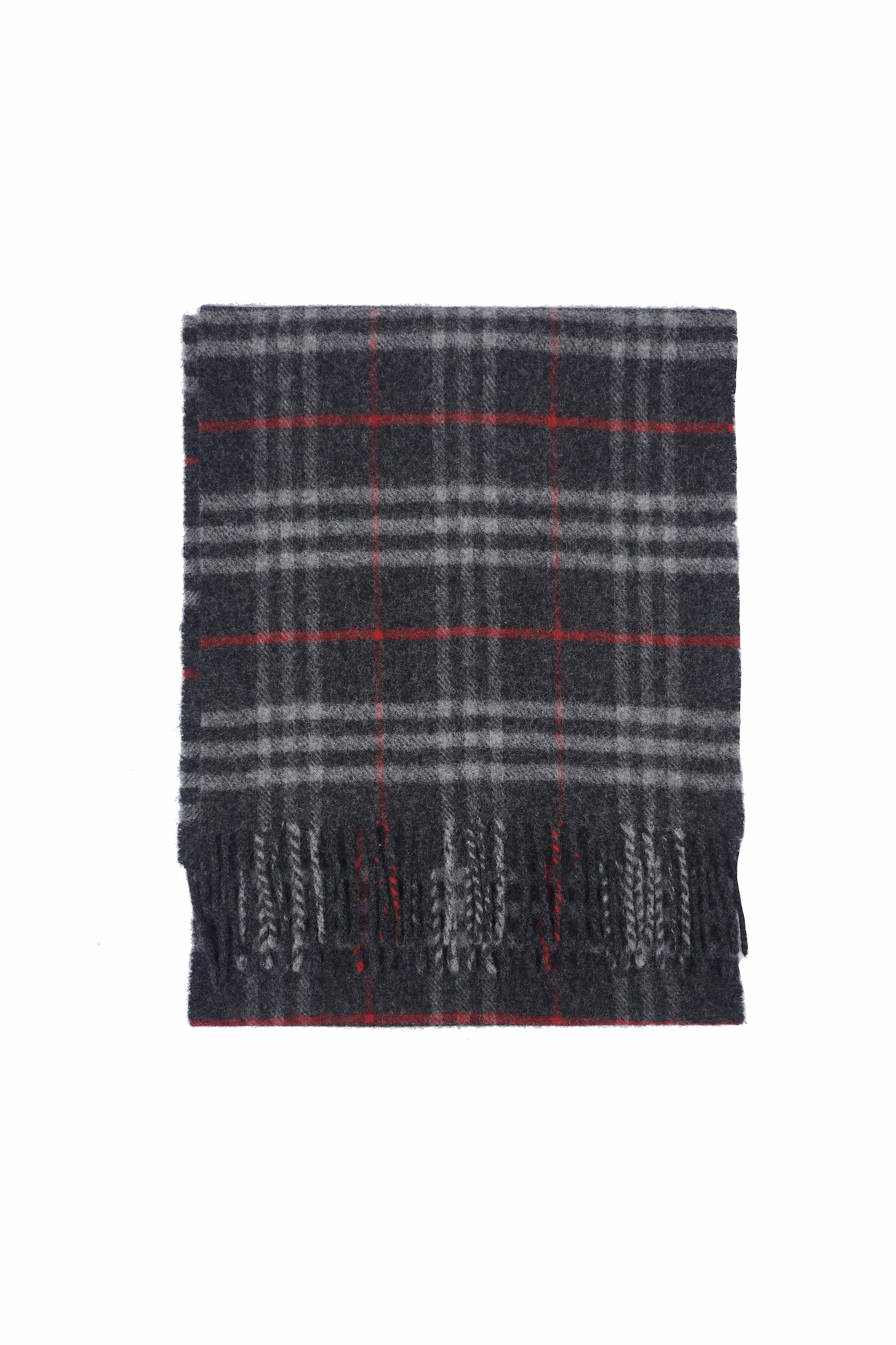 Classic Check Lambswool Dark Grey Scarf