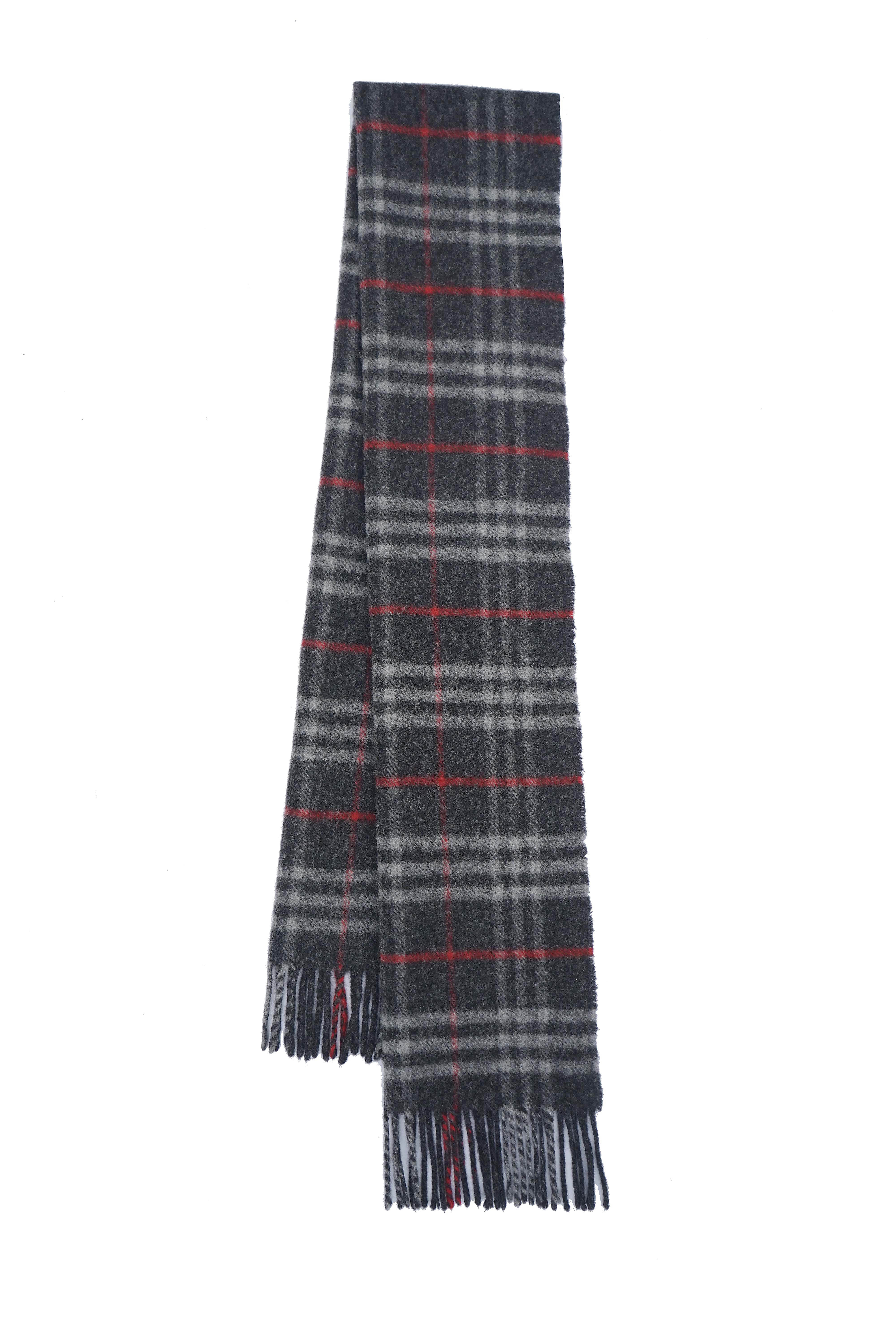 Classic Check Lambswool Dark Grey Scarf