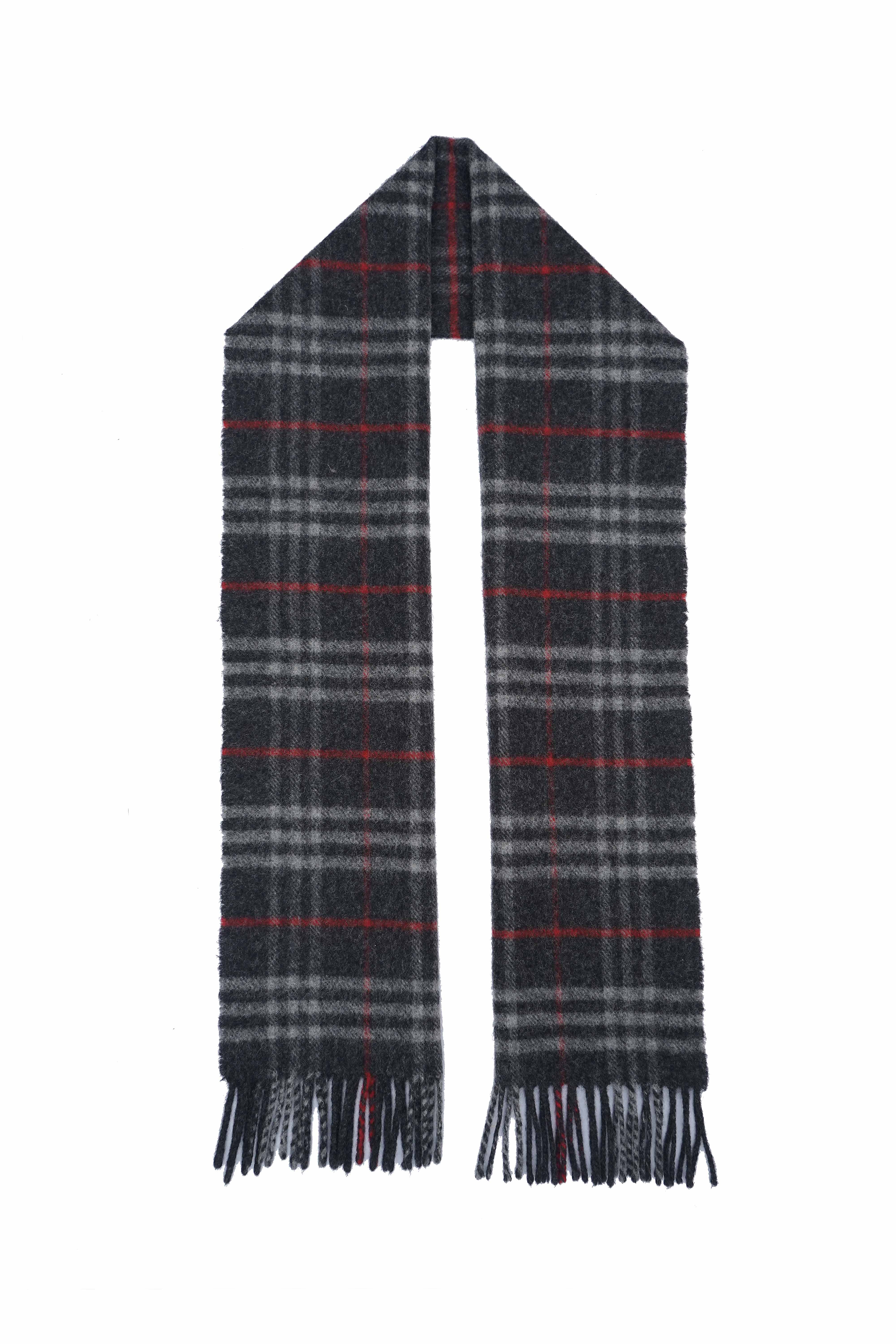 Classic Check Lambswool Dark Grey Scarf