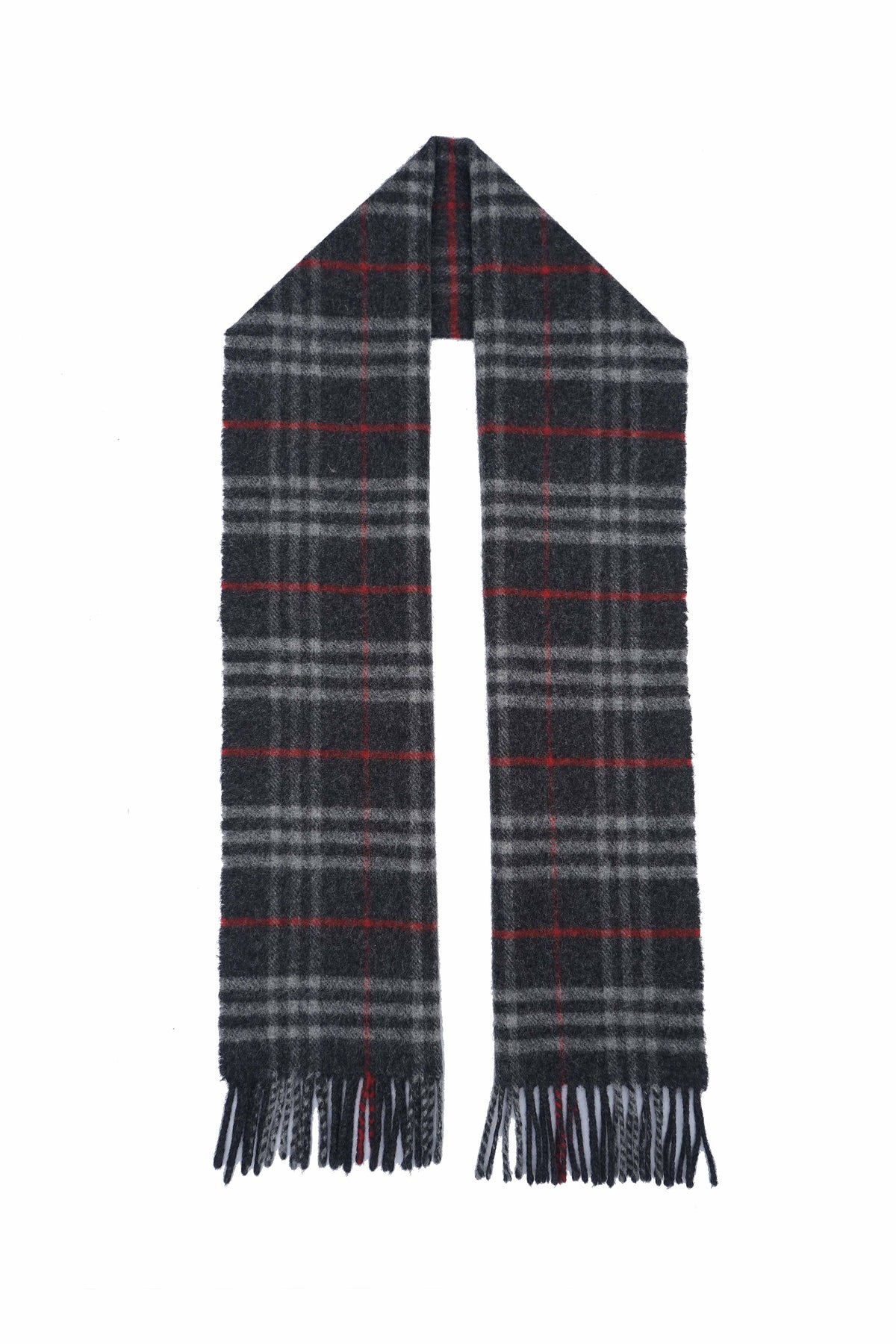 Classic Check Lambswool Dark Grey Scarf