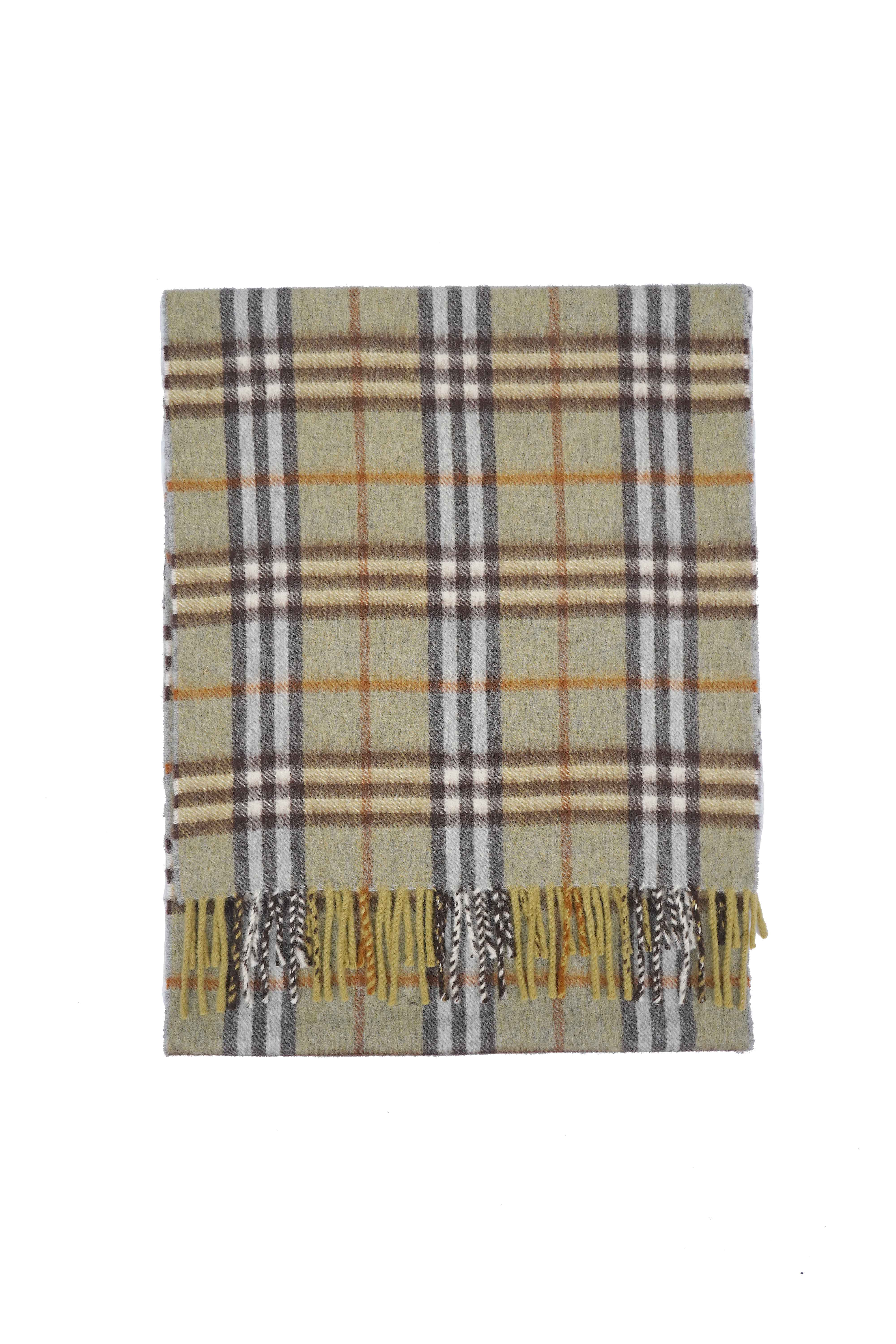 Classic Check Cashmere/Lambswool Green Scarf