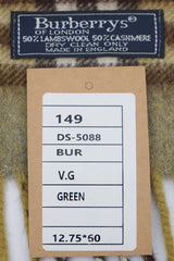 Burberry Pre-Owned Check Cashmere/Lambswool Green Scarf