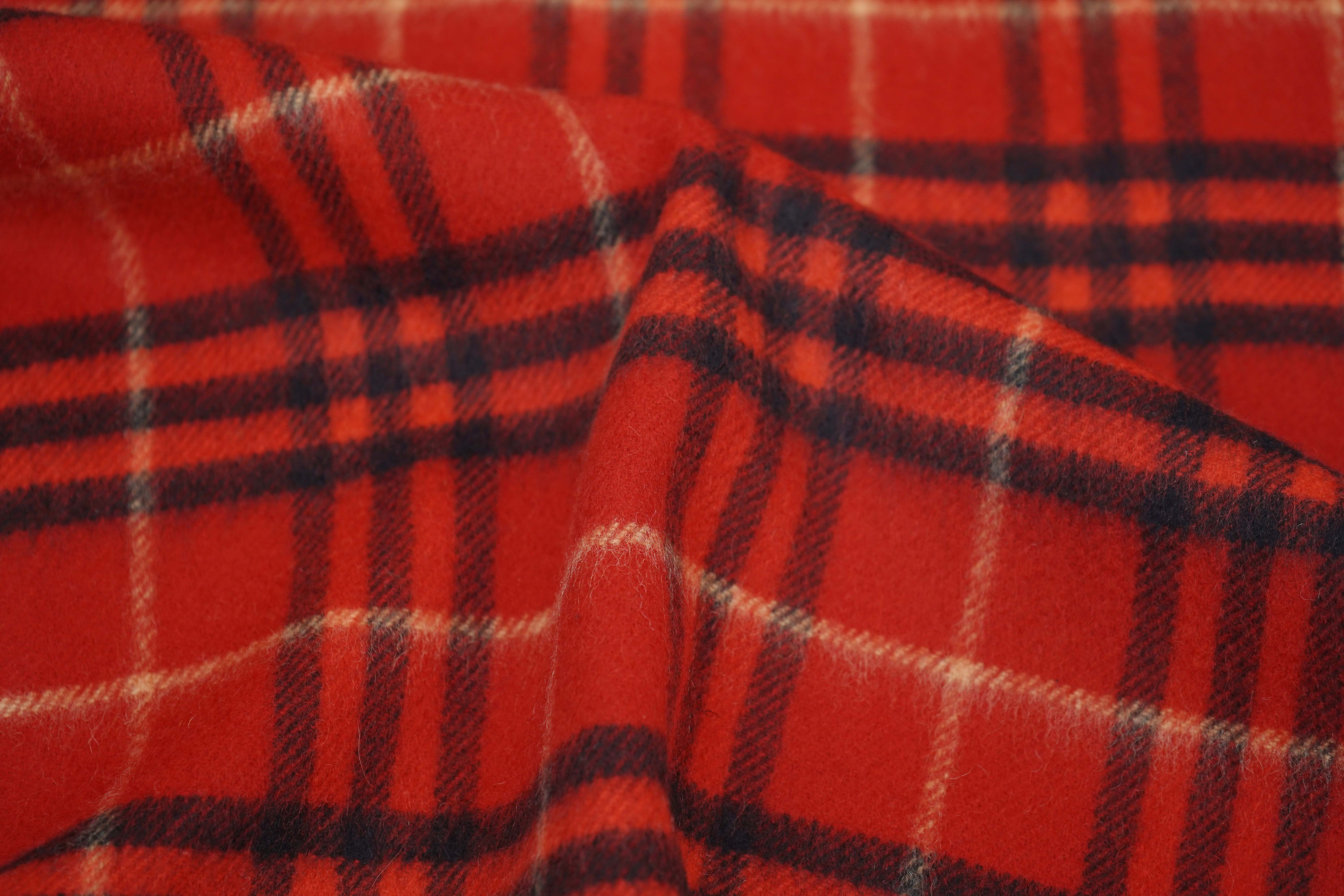 Classic Check Wool Red Scarf