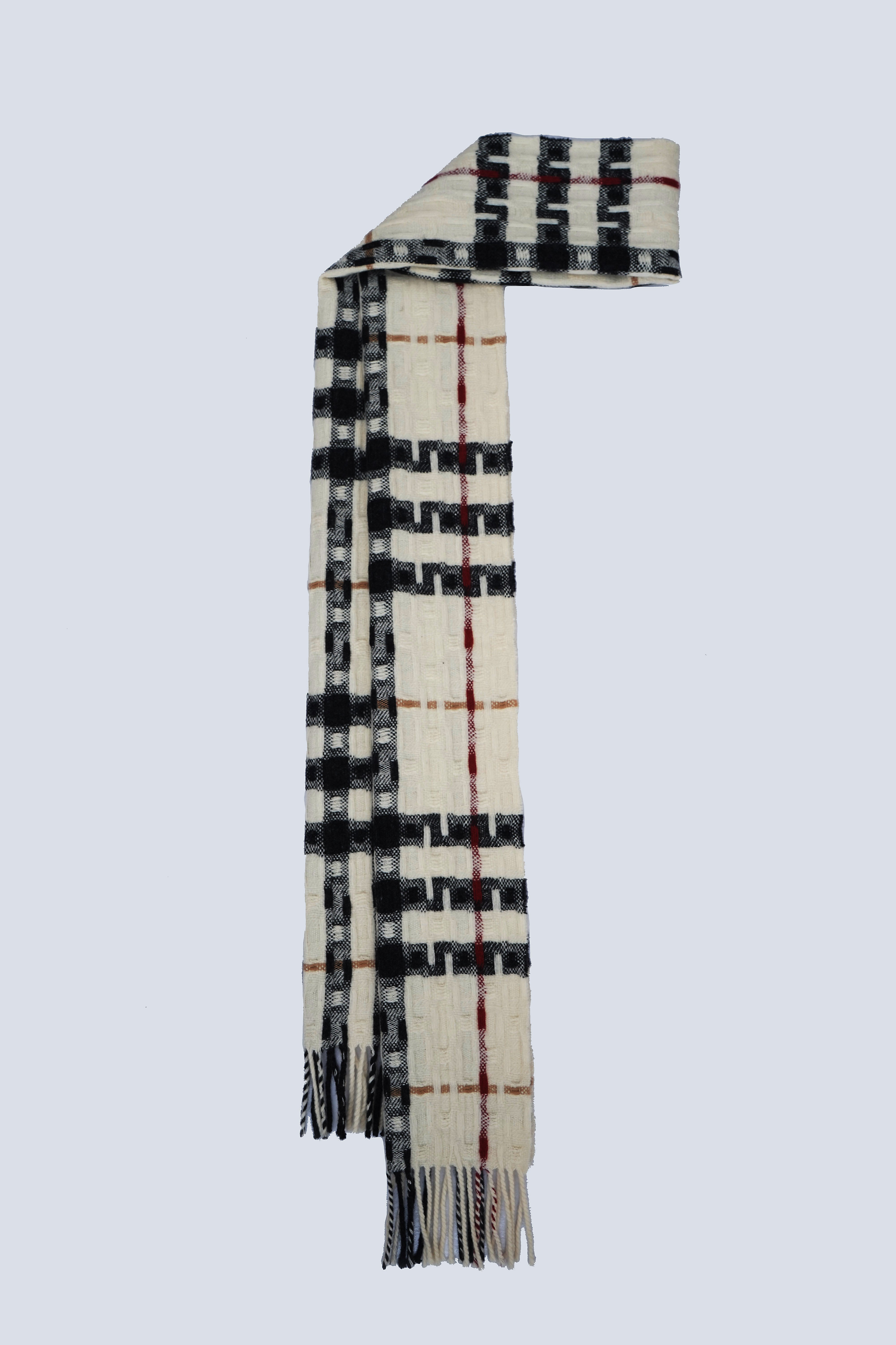 Classic Check Cashmere Ecru Scarf