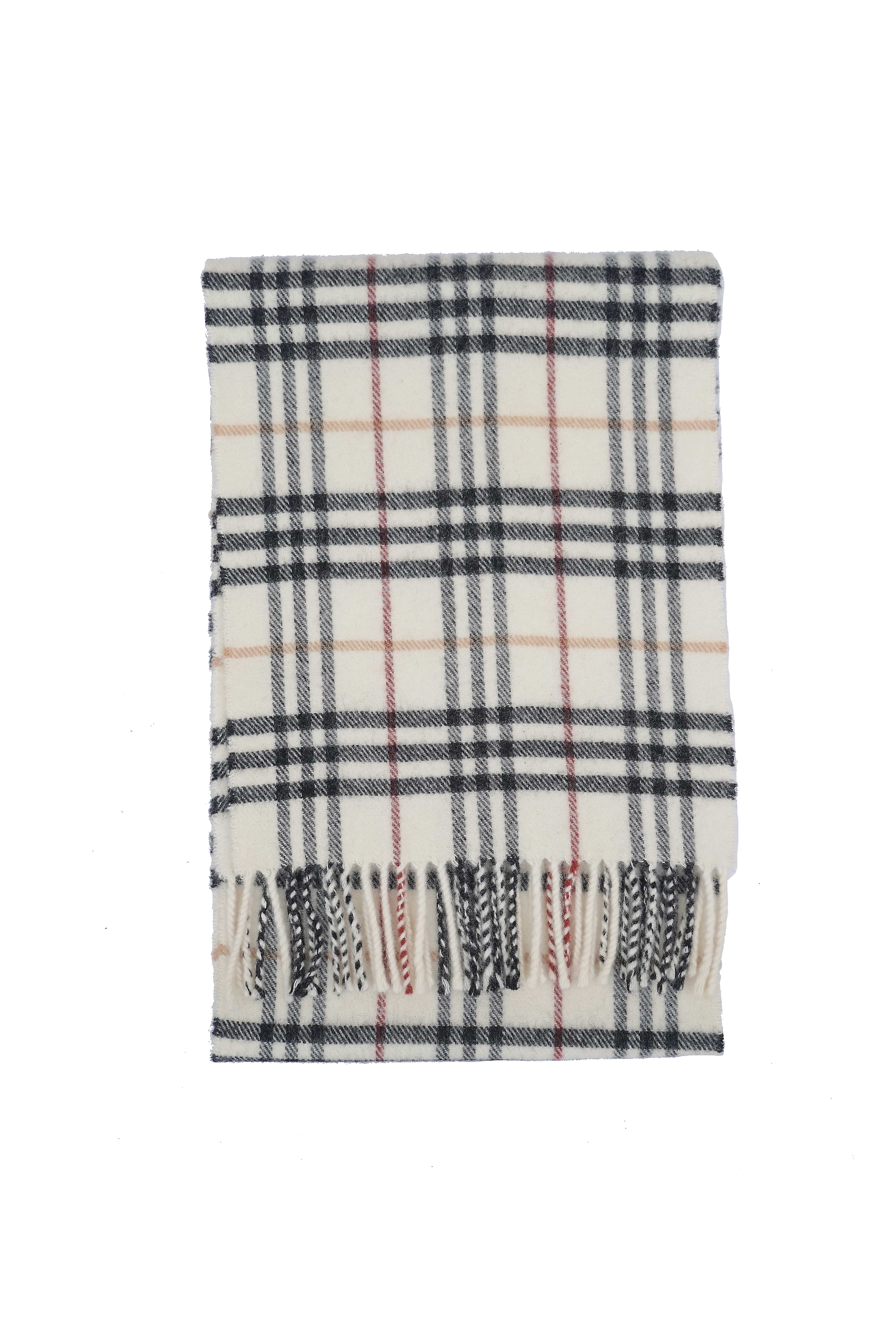Classic Check Wool Ecru Scarf