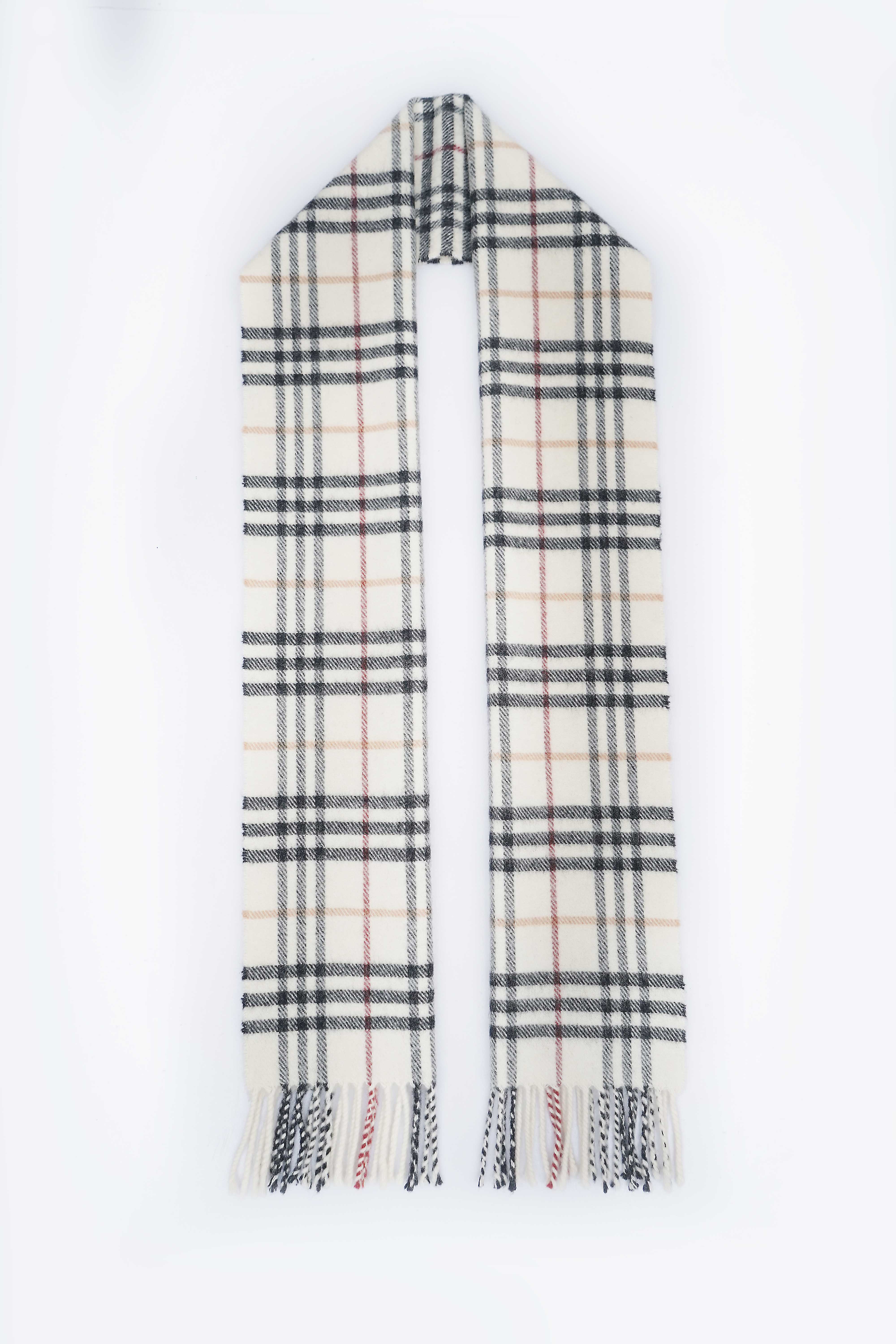 Classic Check Wool Ecru Scarf