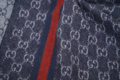 GUCCI Pre-Owned Logo Cashmere Grey Scarf