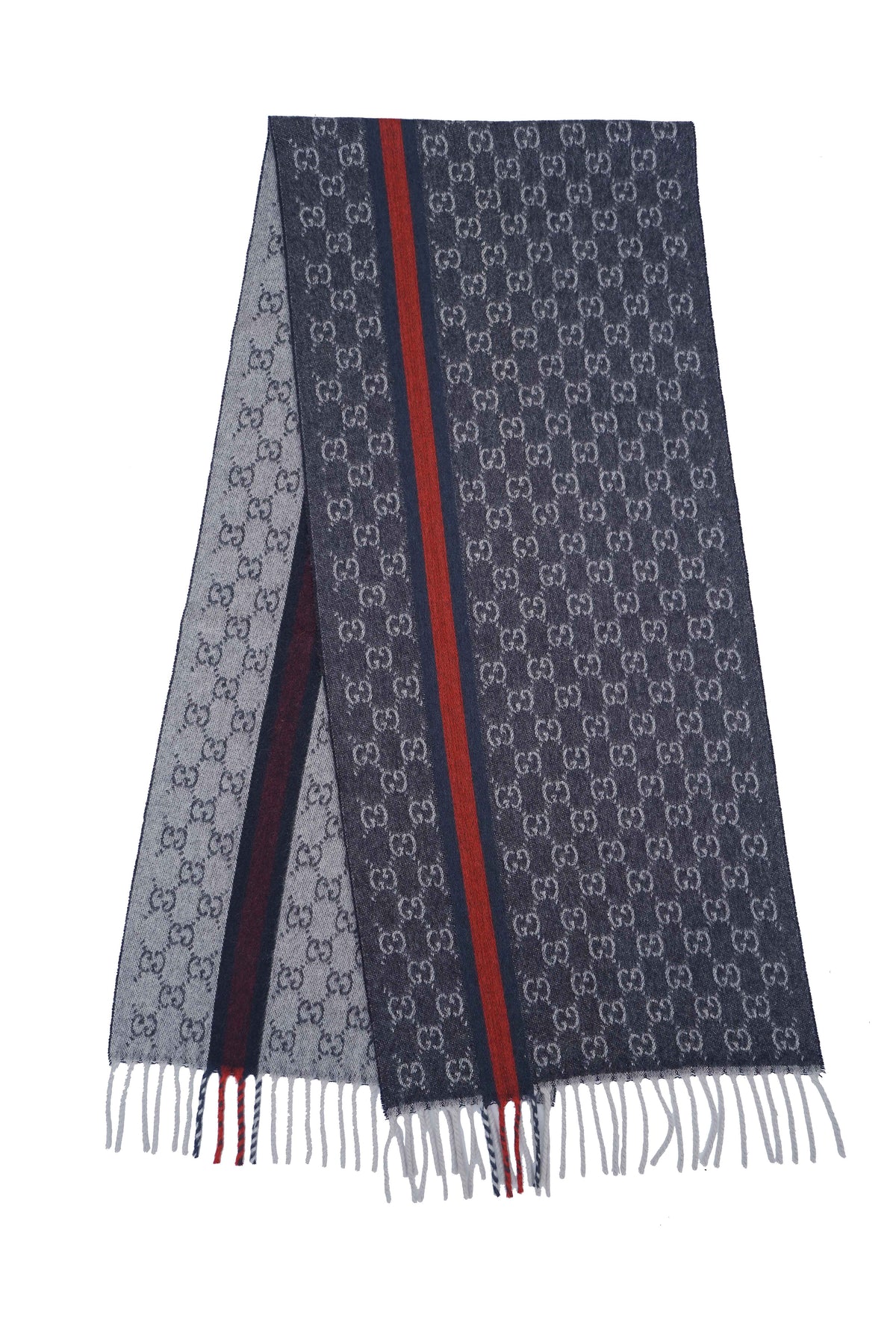 Gucci Pre-owned Logo Cashmere Grey Scarf