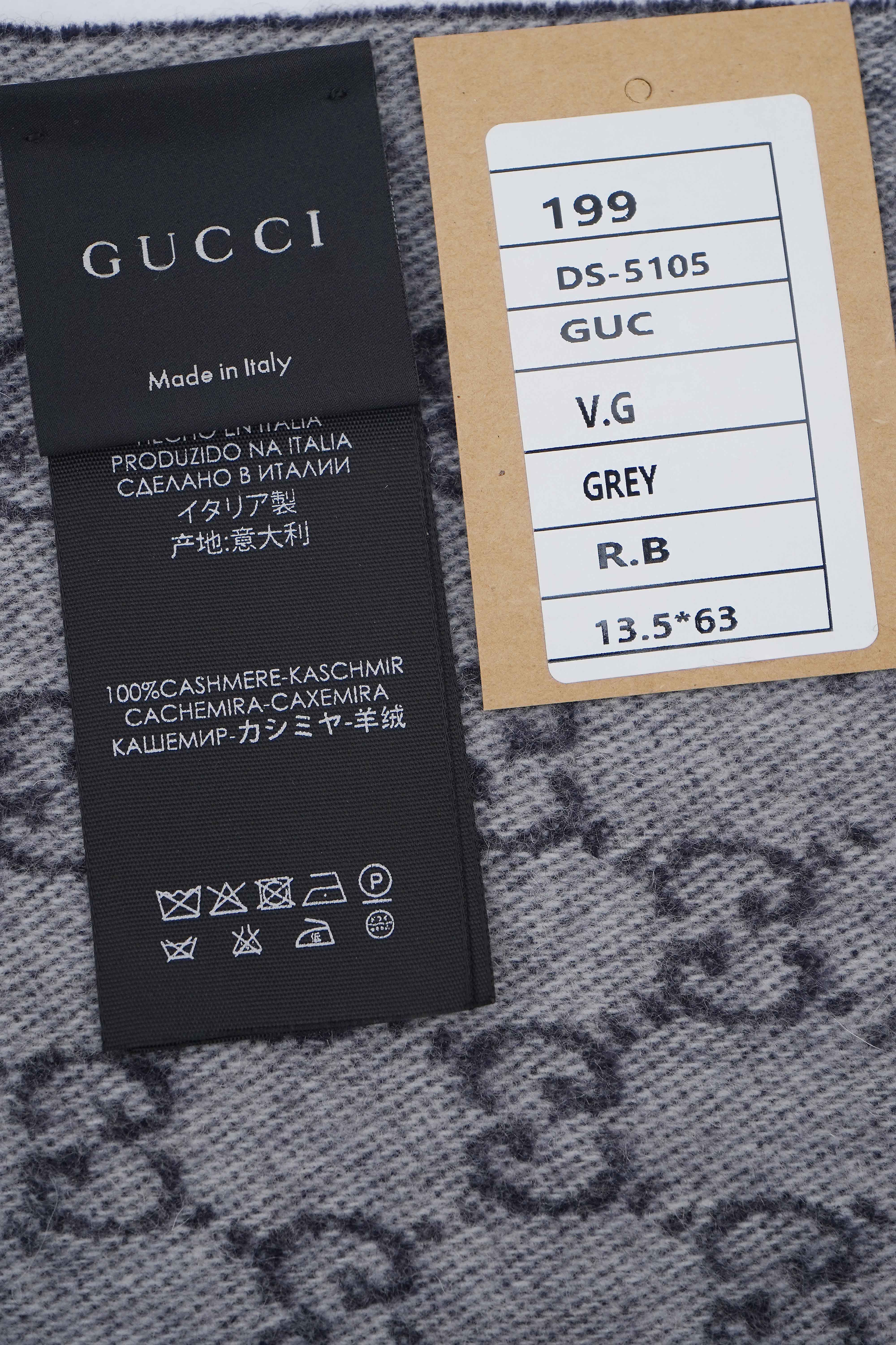 Gucci Pre-owned Logo Cashmere Grey Scarf