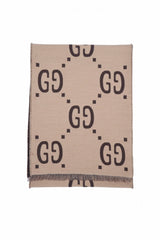 GUCCI Pre-Owned Logo Wool Grey Scarf