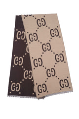 GUCCI Pre-Owned Logo Wool Grey Scarf