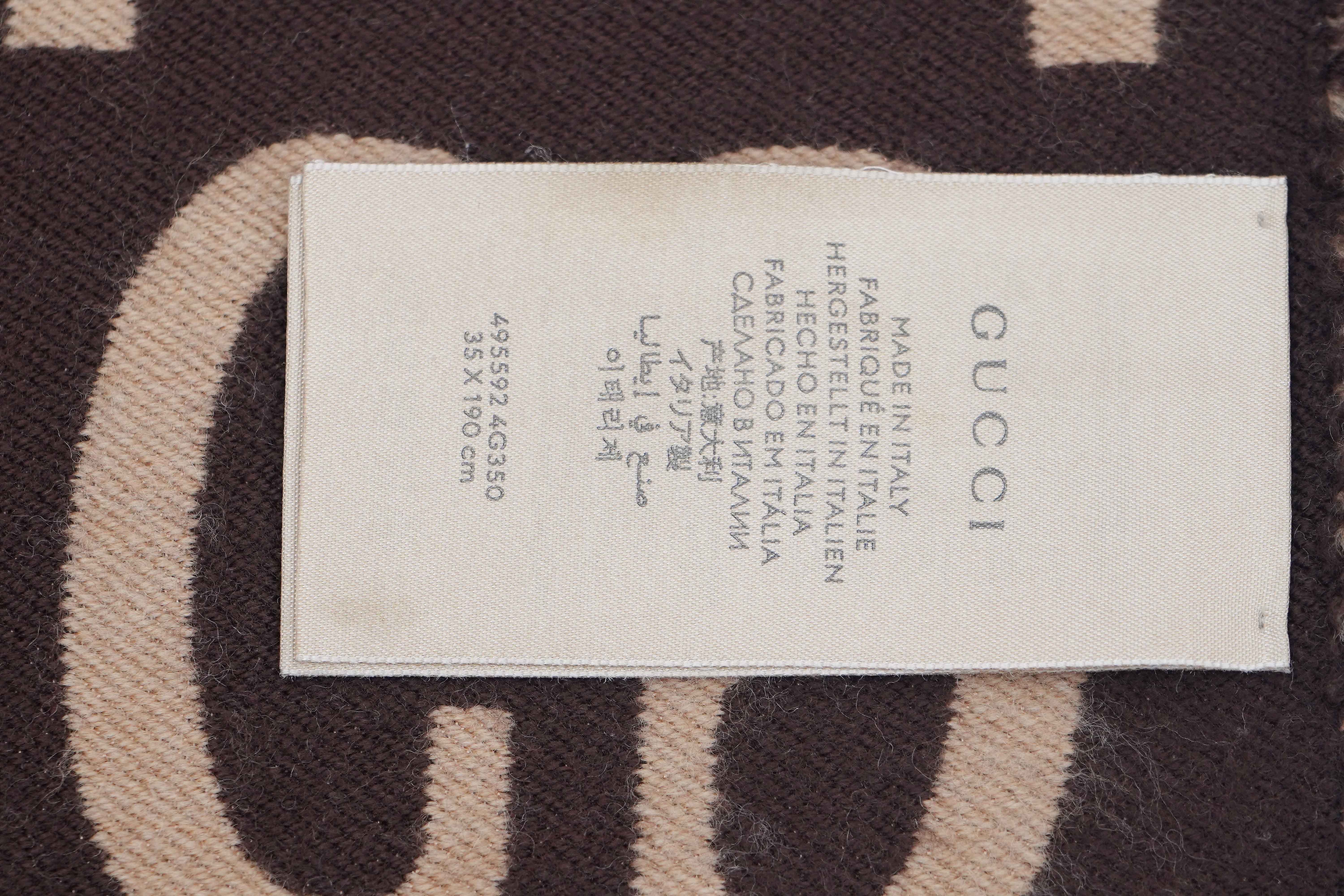 Gucci Pre-owned Logo Wool Grey Scarf