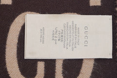 GUCCI Pre-Owned Logo Wool Grey Scarf