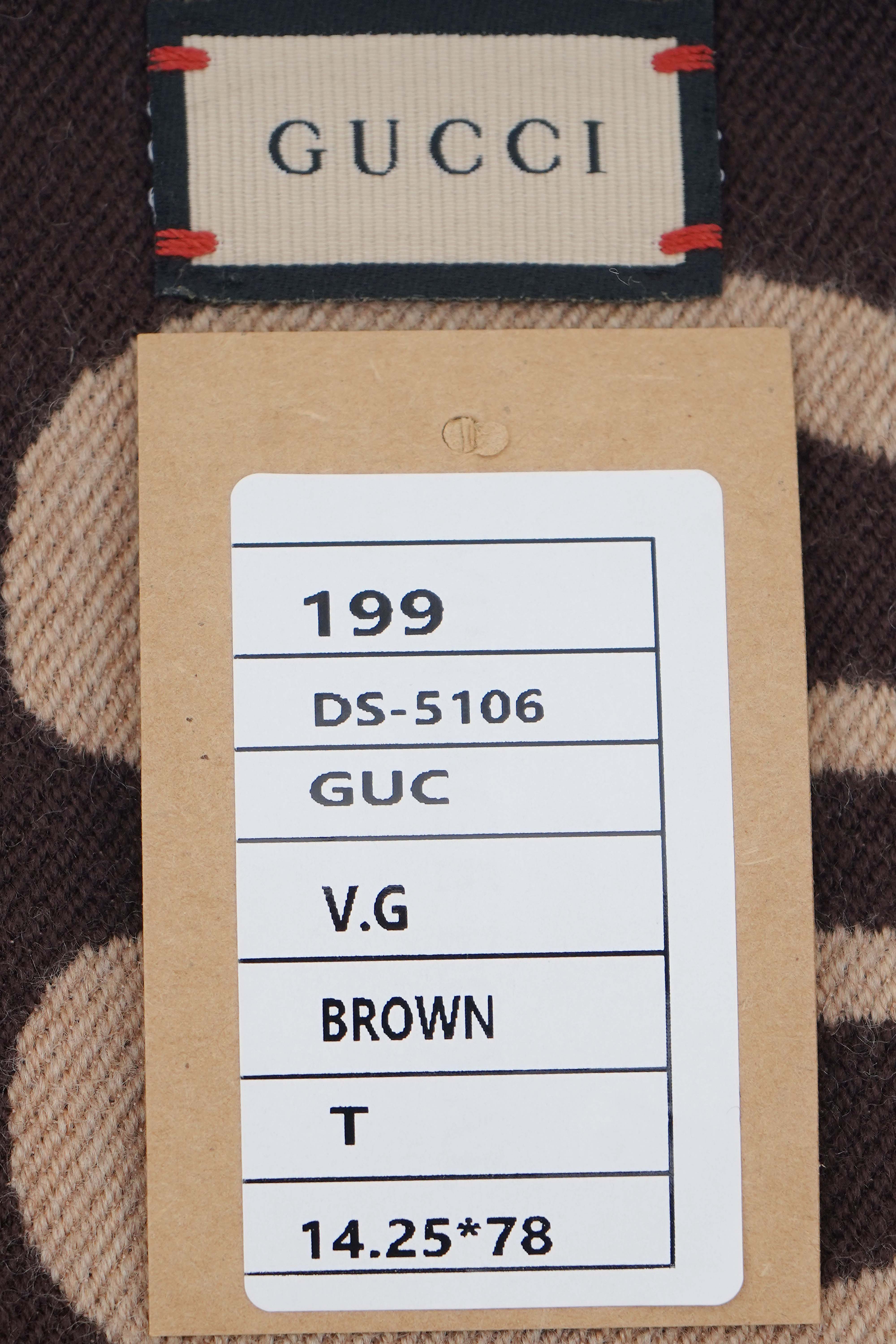 Gucci Pre-owned Logo Wool Grey Scarf