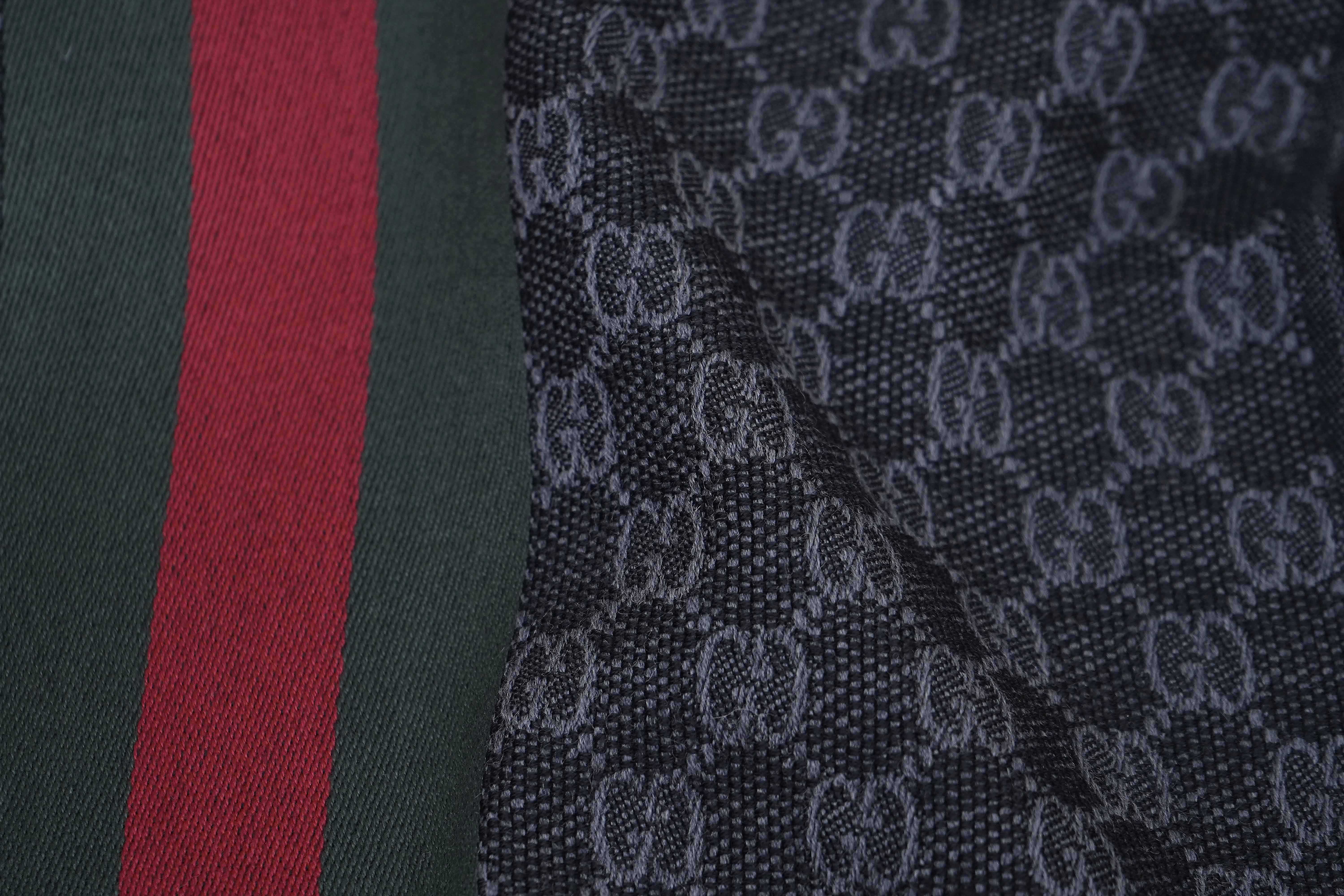 Gucci Pre-owned Logo Wool Dark Grey Scarf