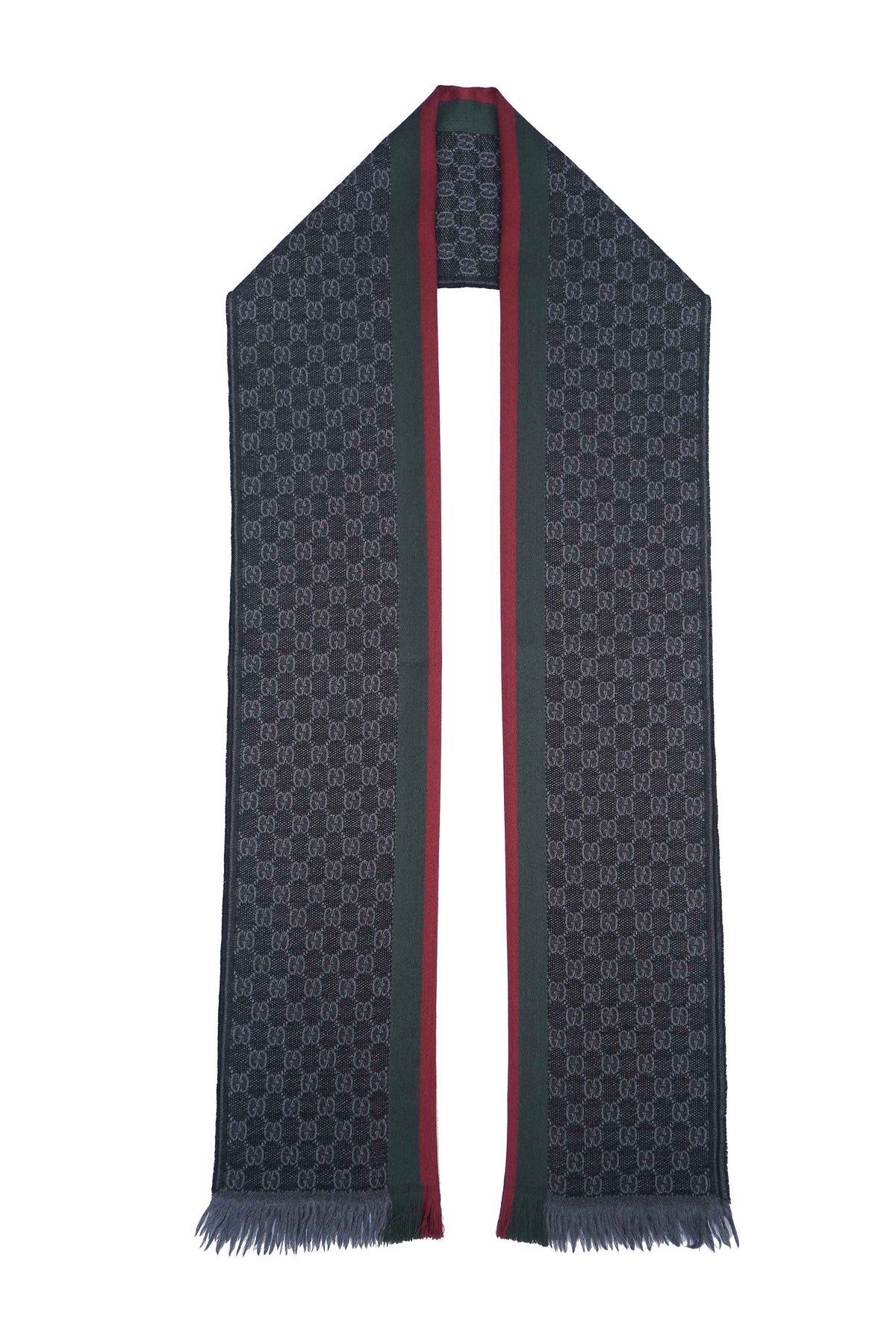 Gucci Pre-owned Logo Wool Dark Grey Scarf