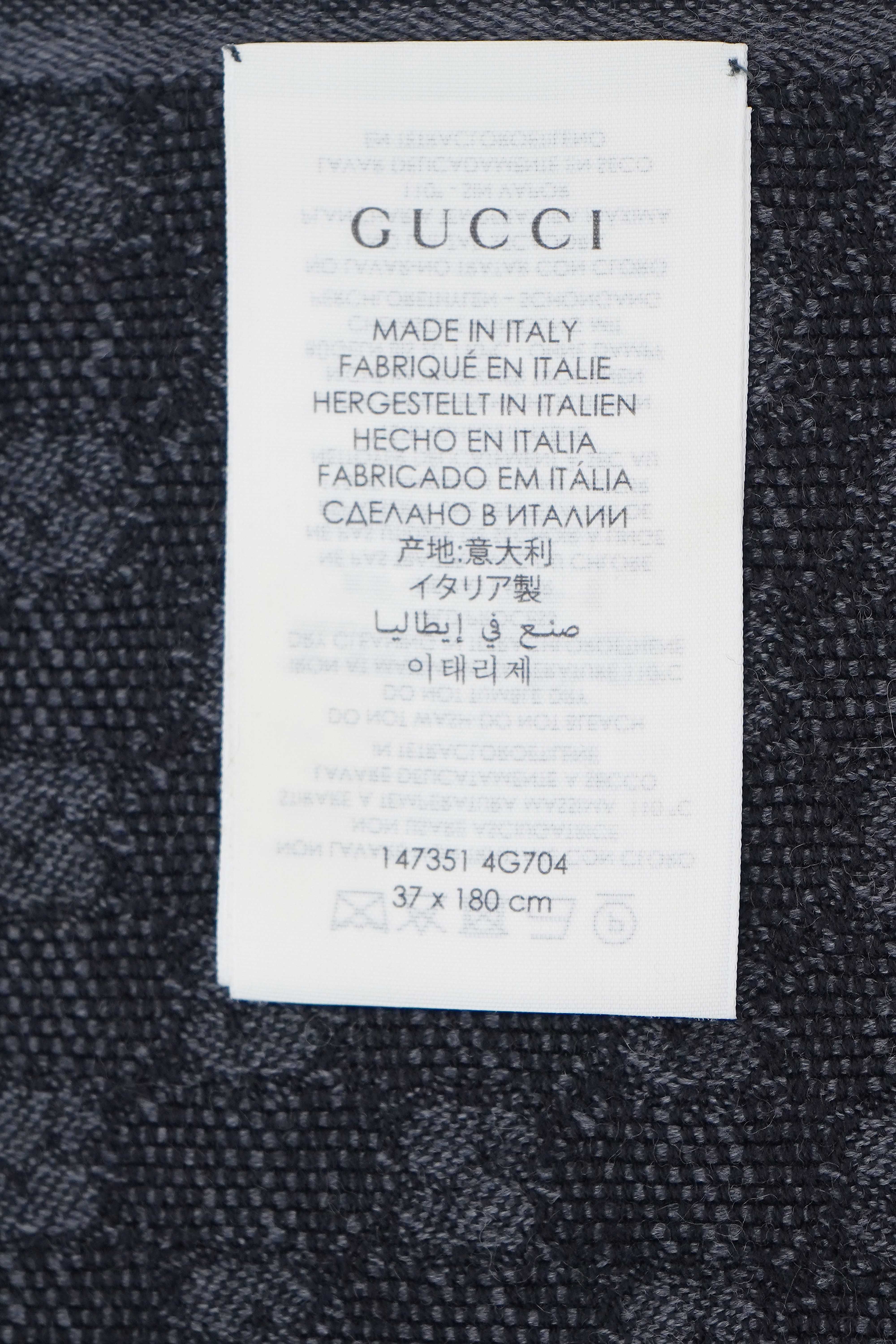 Gucci Pre-owned Logo Wool Dark Grey Scarf