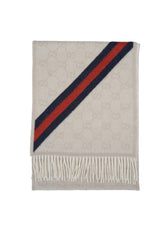 GUCCI Pre-Owned Logo Wool Ecru Scarf