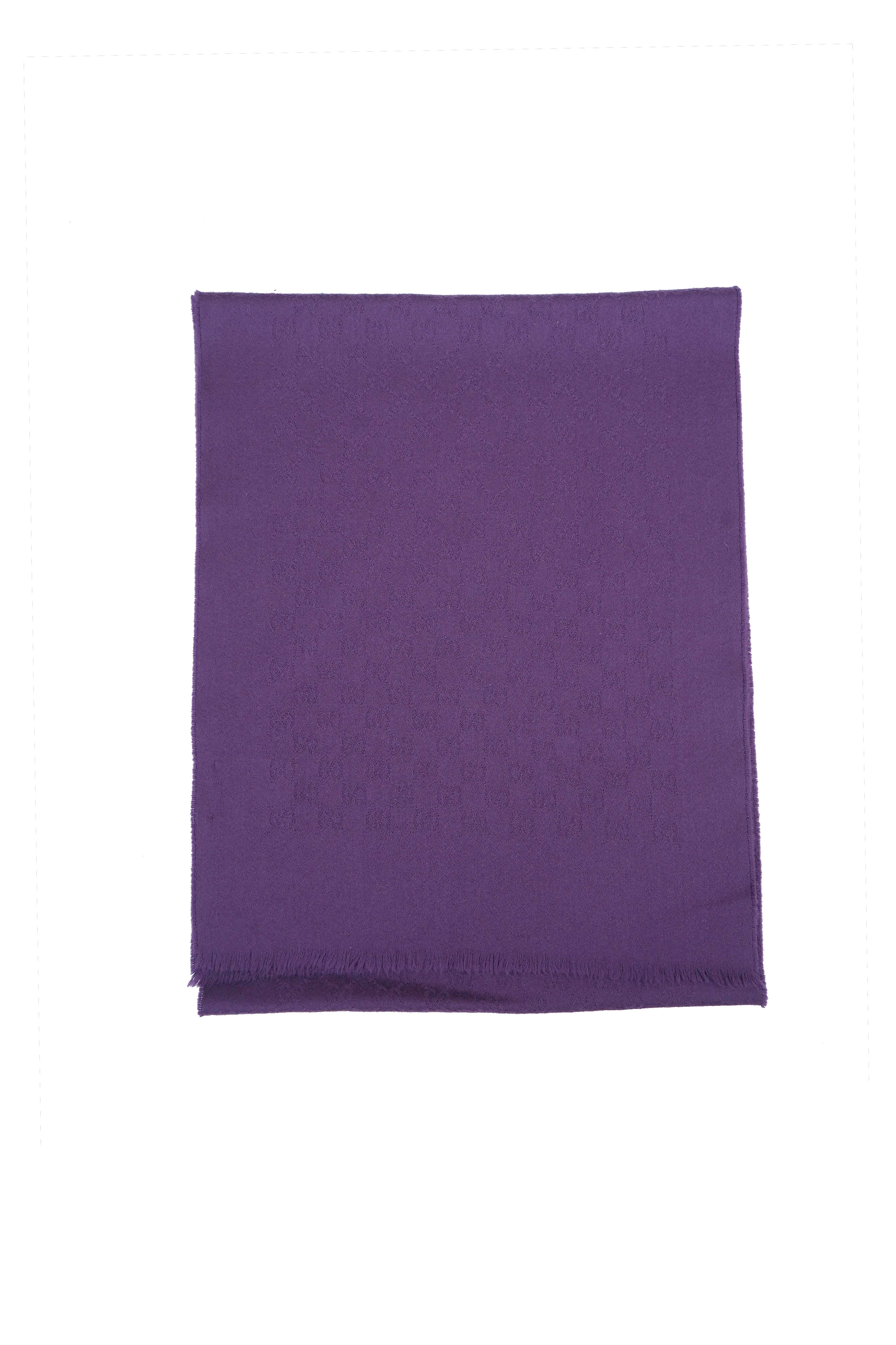 Gucci Pre-owned Logo Wool Purple Scarf