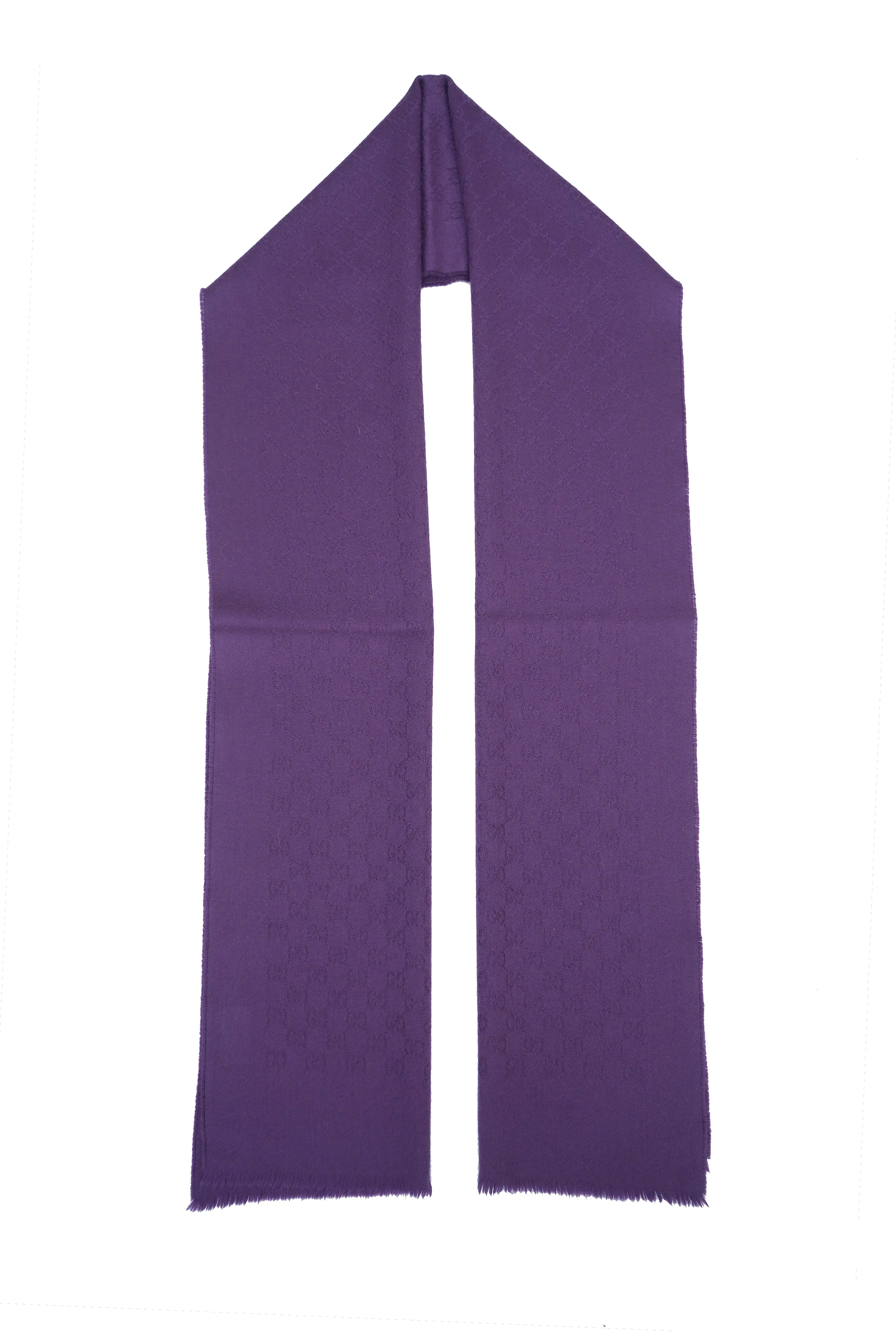 Gucci Pre-owned Logo Wool Purple Scarf