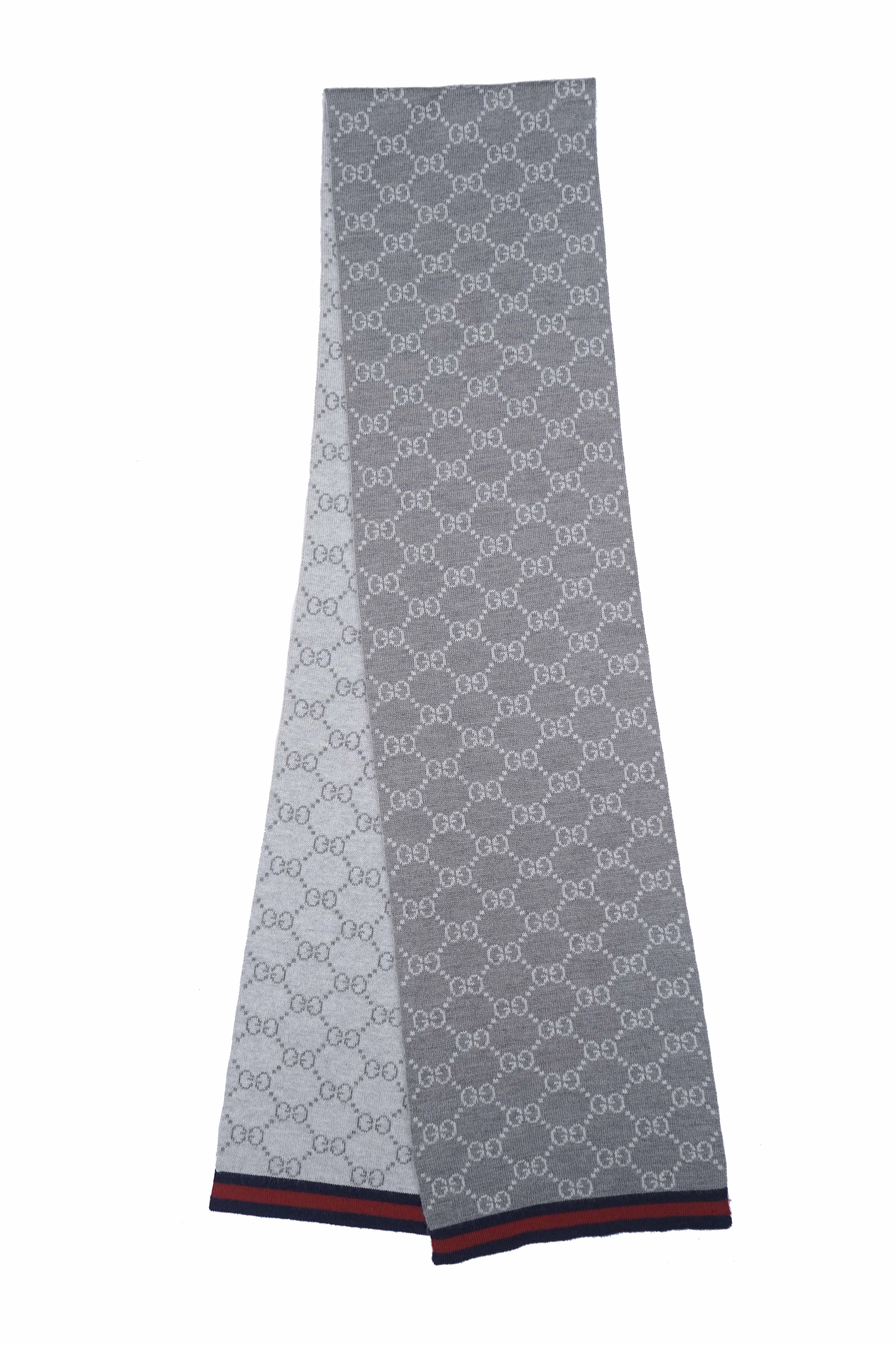 Gucci Pre-owned Logo Wool Grey Scarf