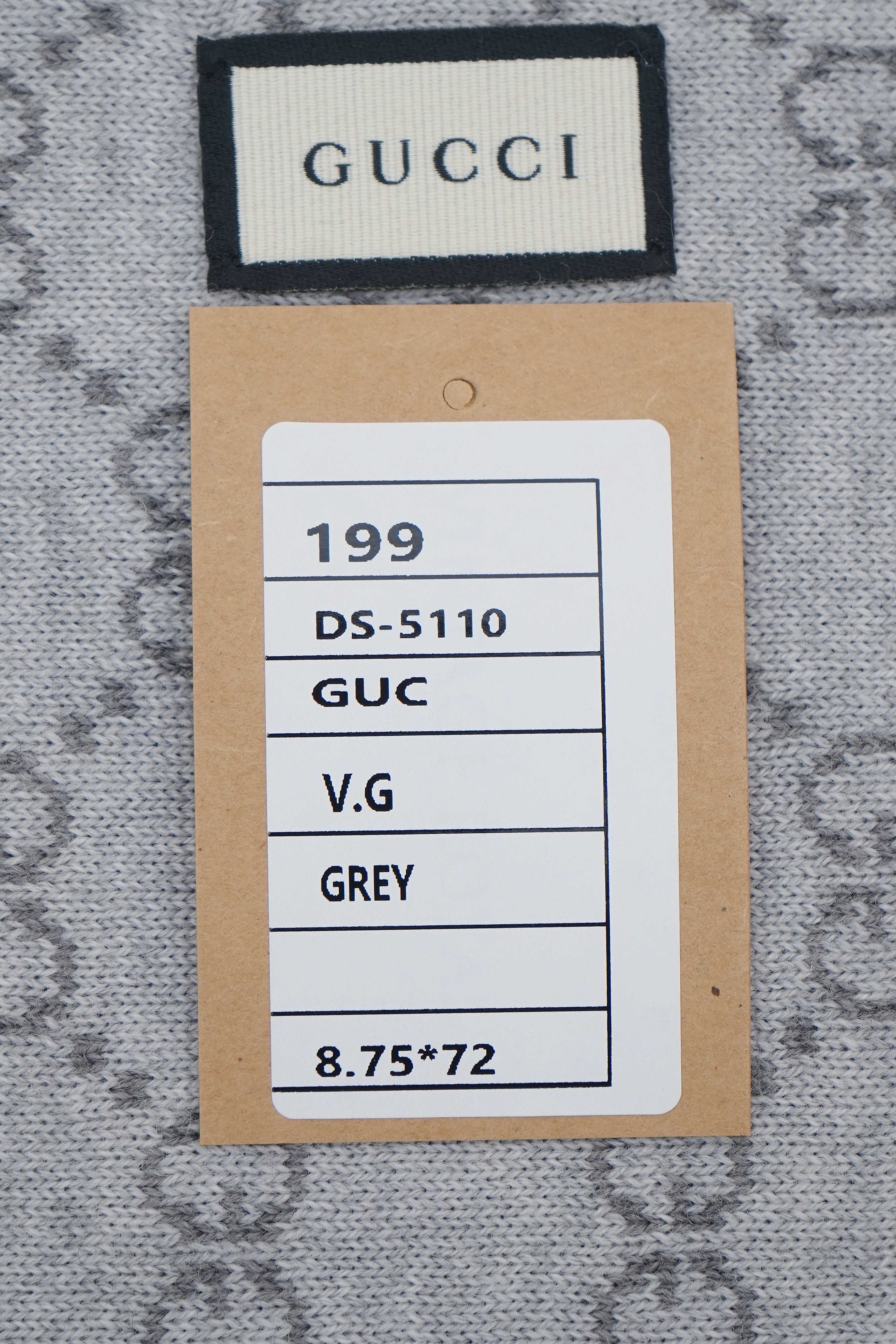 Gucci Pre-owned Logo Wool Grey Scarf