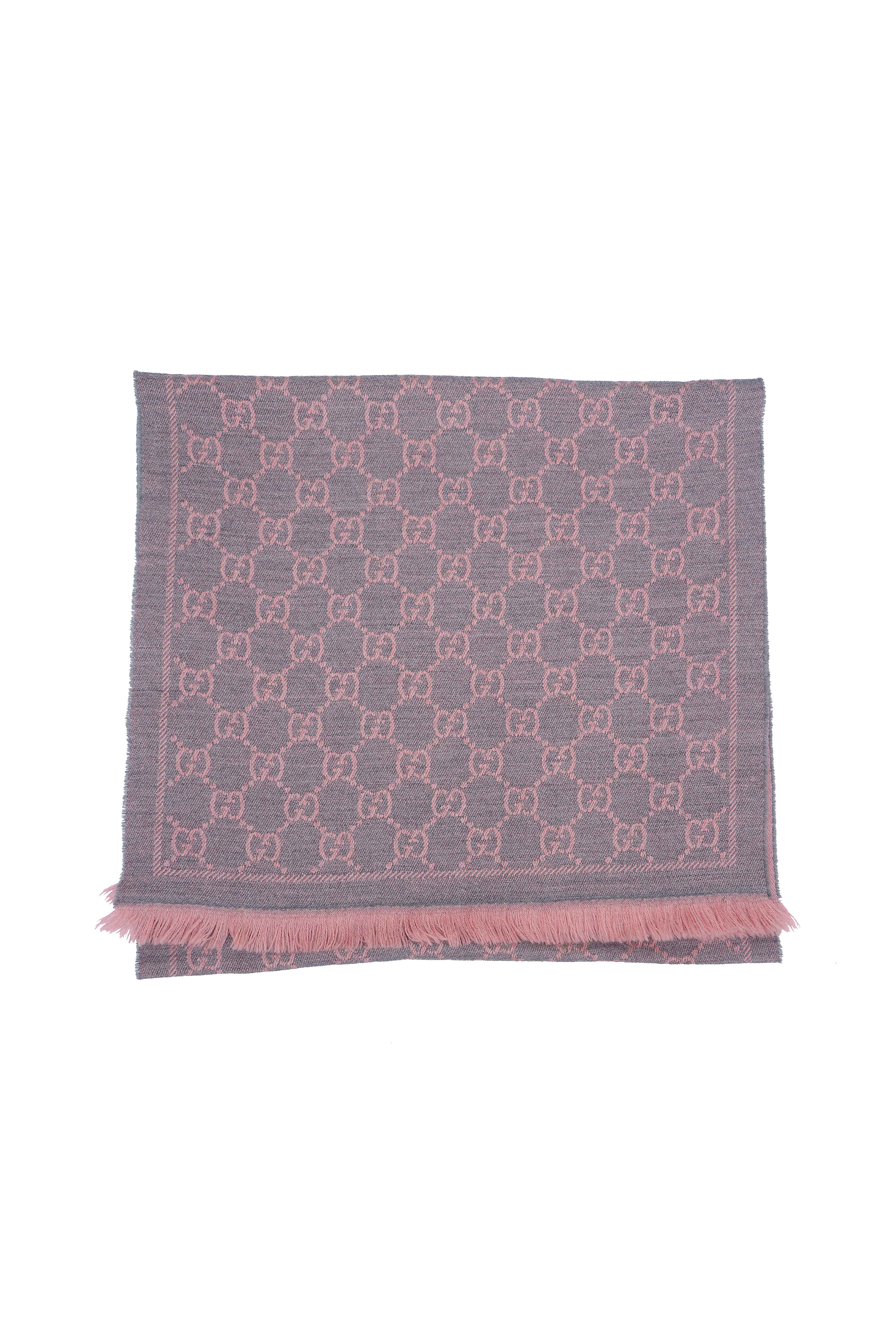 Gucci Pre-owned Logo Wool Pink Scarf