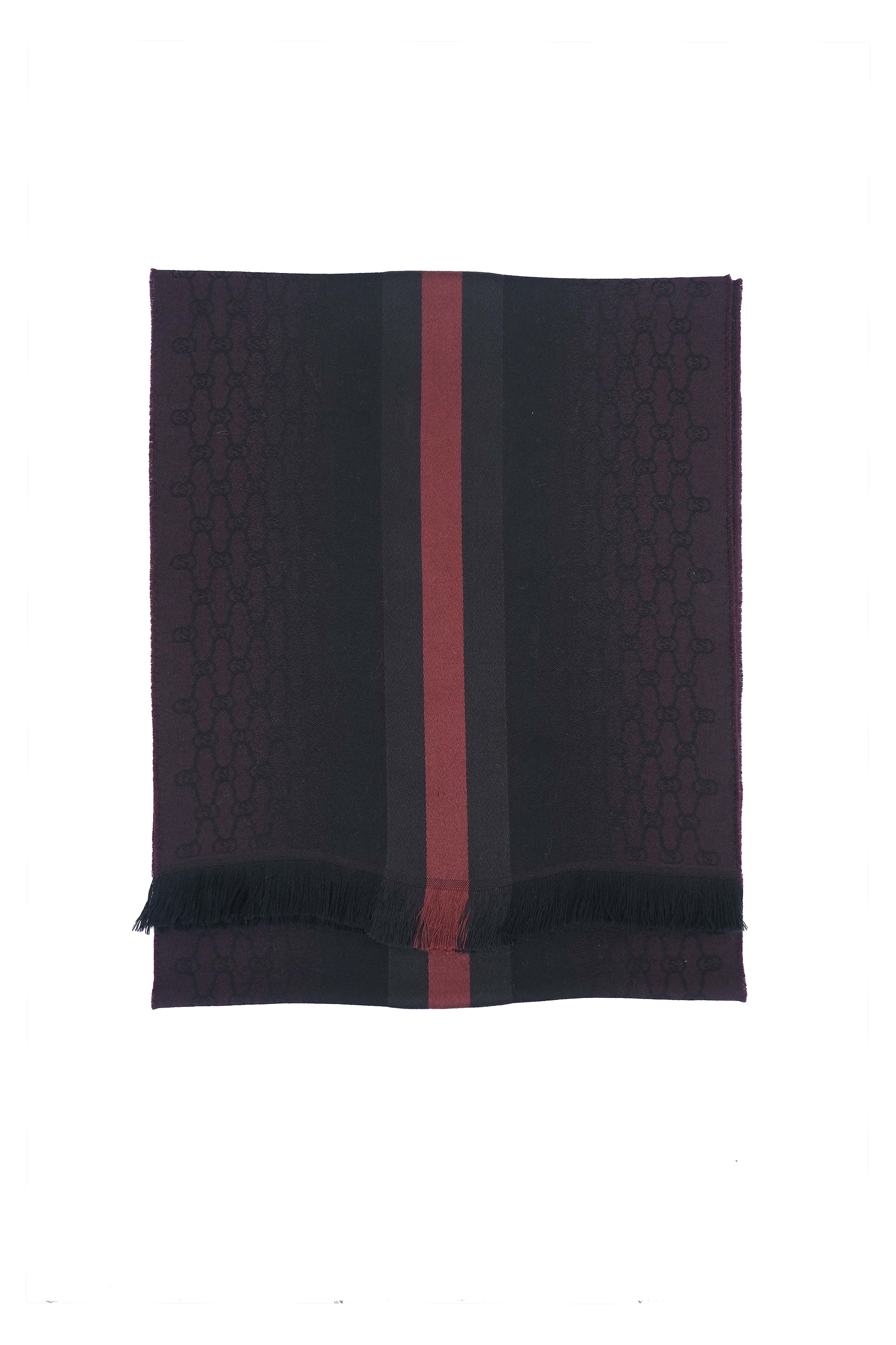 Gucci Pre-owned Logo Wool Burgundy Scarf