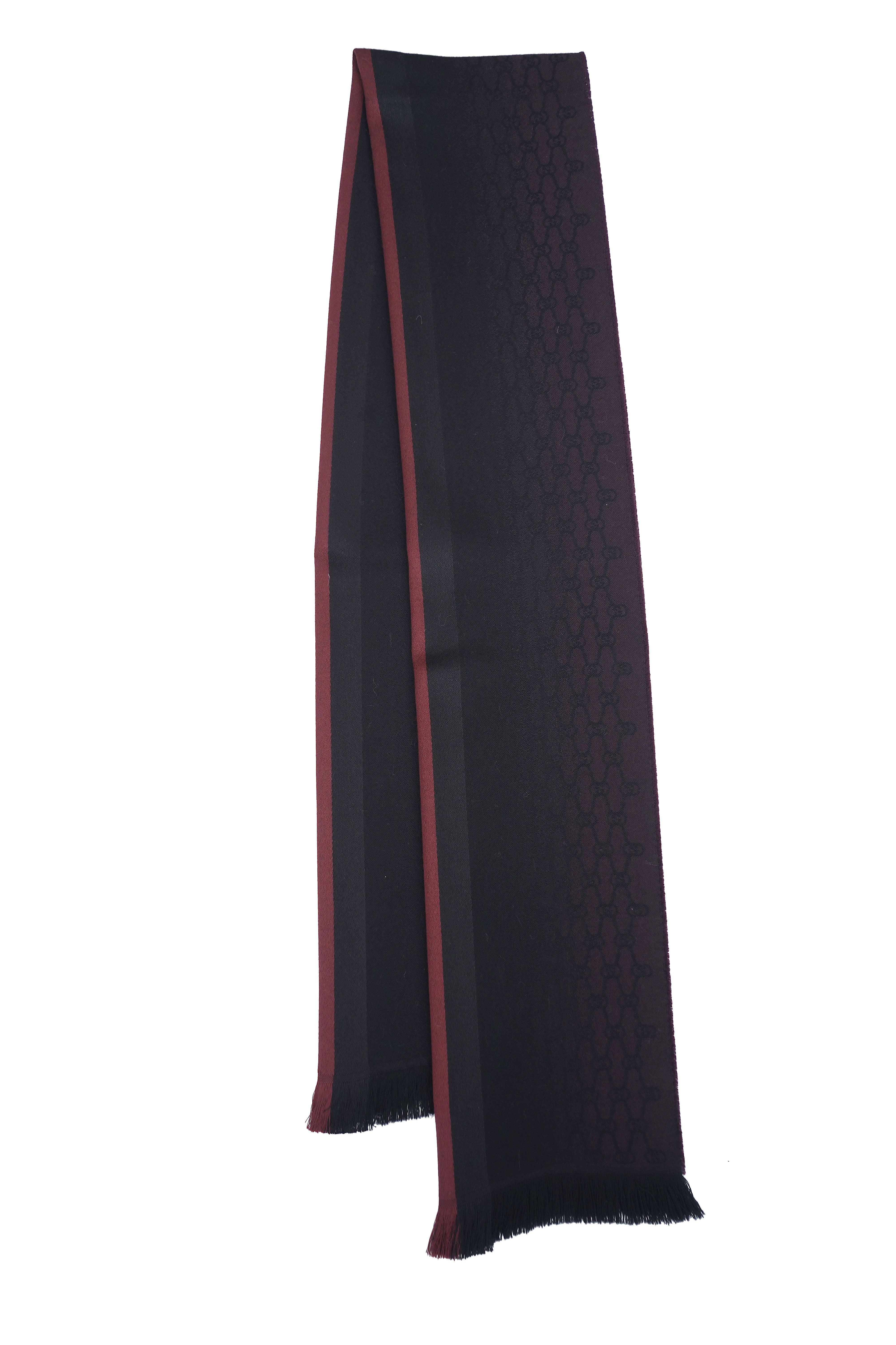 Gucci Pre-owned Logo Wool Burgundy Scarf