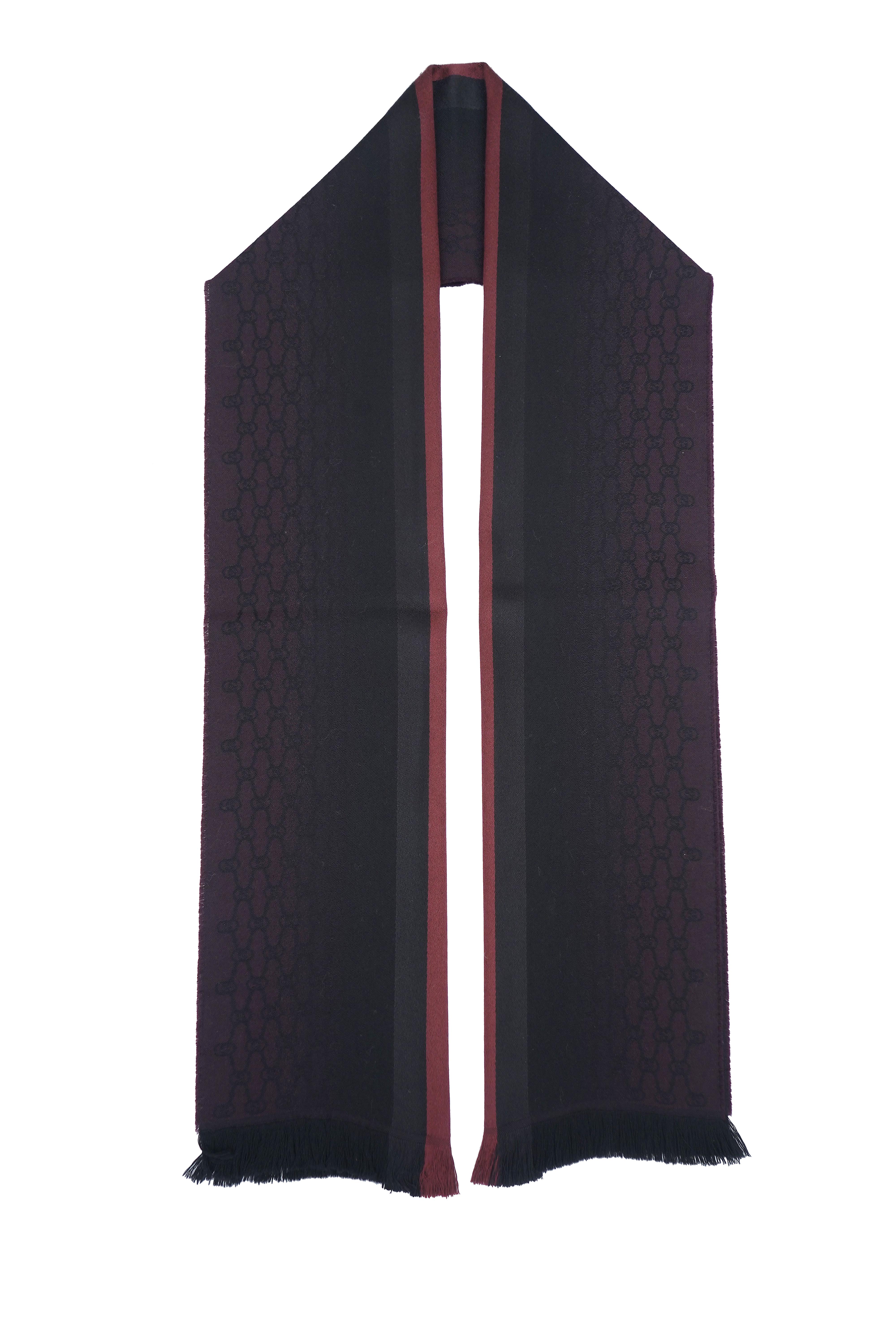 Gucci Pre-owned Logo Wool Burgundy Scarf