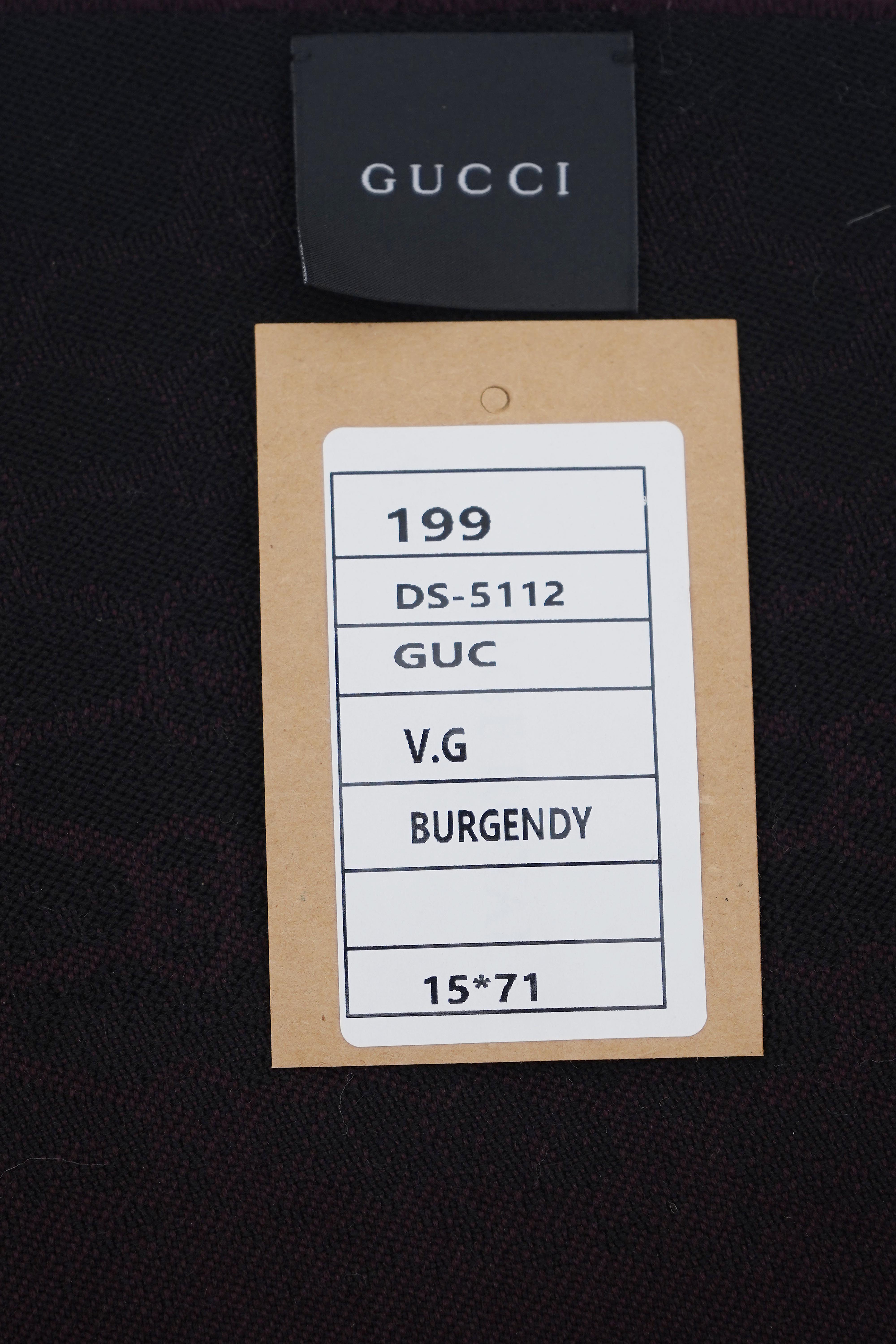 Gucci Pre-owned Logo Wool Burgundy Scarf