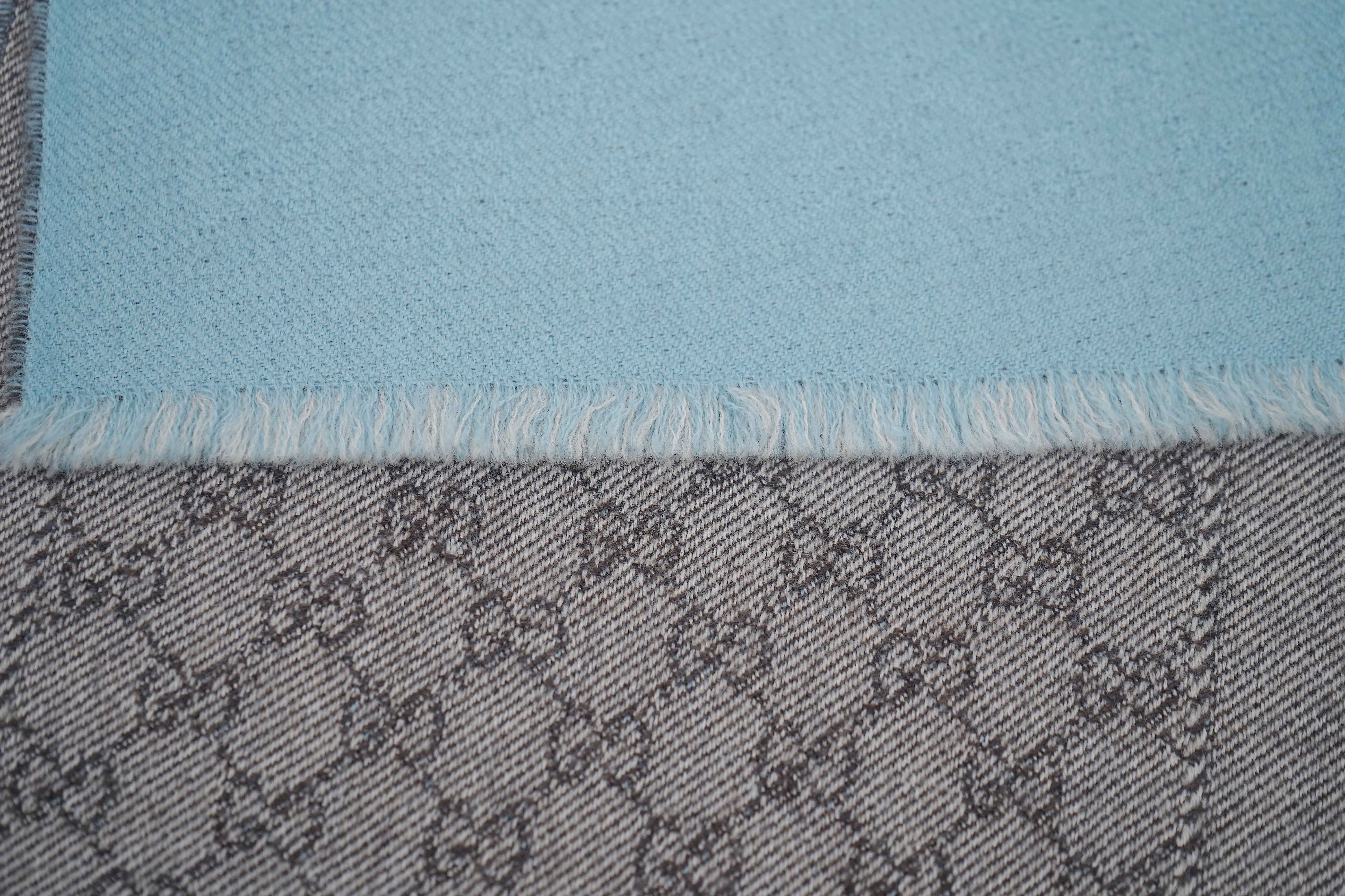Gucci Pre-owned Logo Wool Sky Blue Scarf