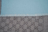 Gucci Pre-owned Logo Wool Sky Blue Scarf