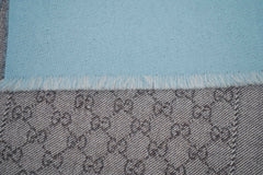 Logo Wool Sky Blue Scarf
