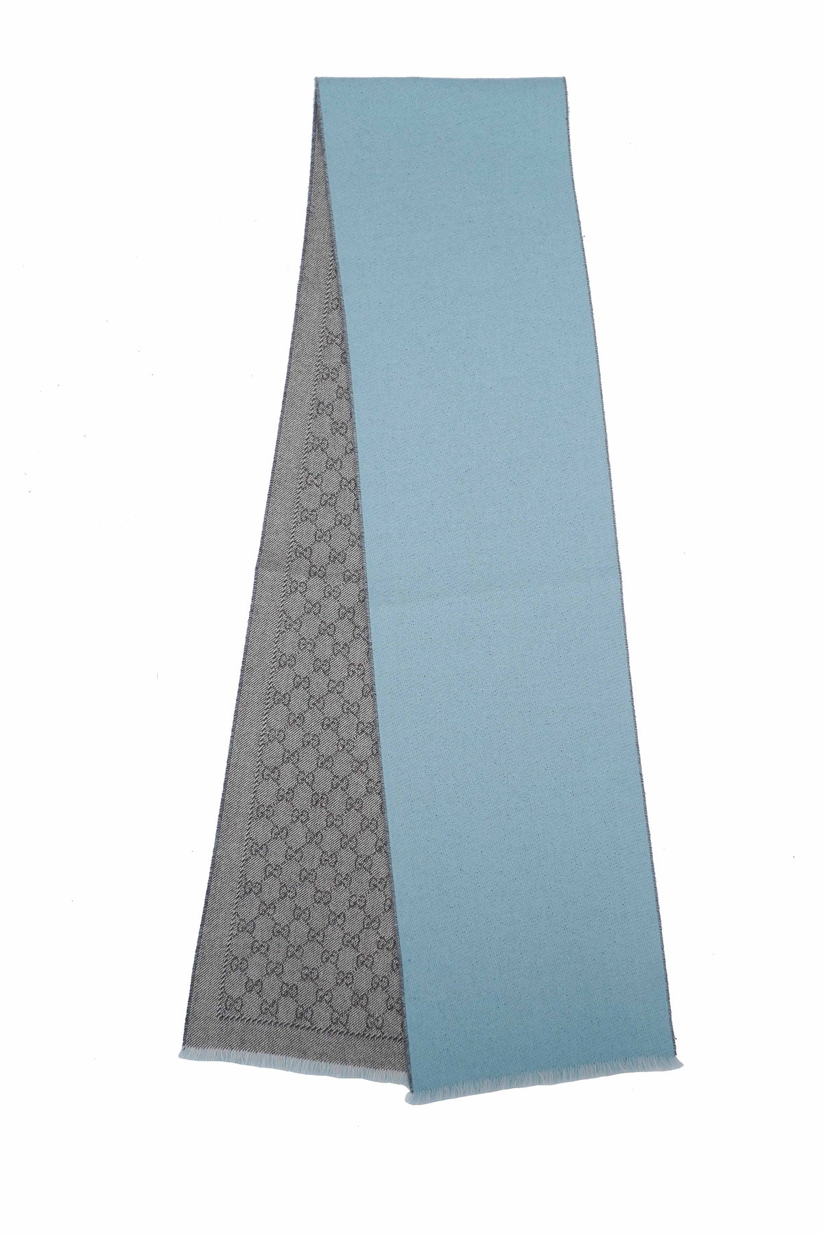 Gucci Pre-owned Logo Wool Sky Blue Scarf