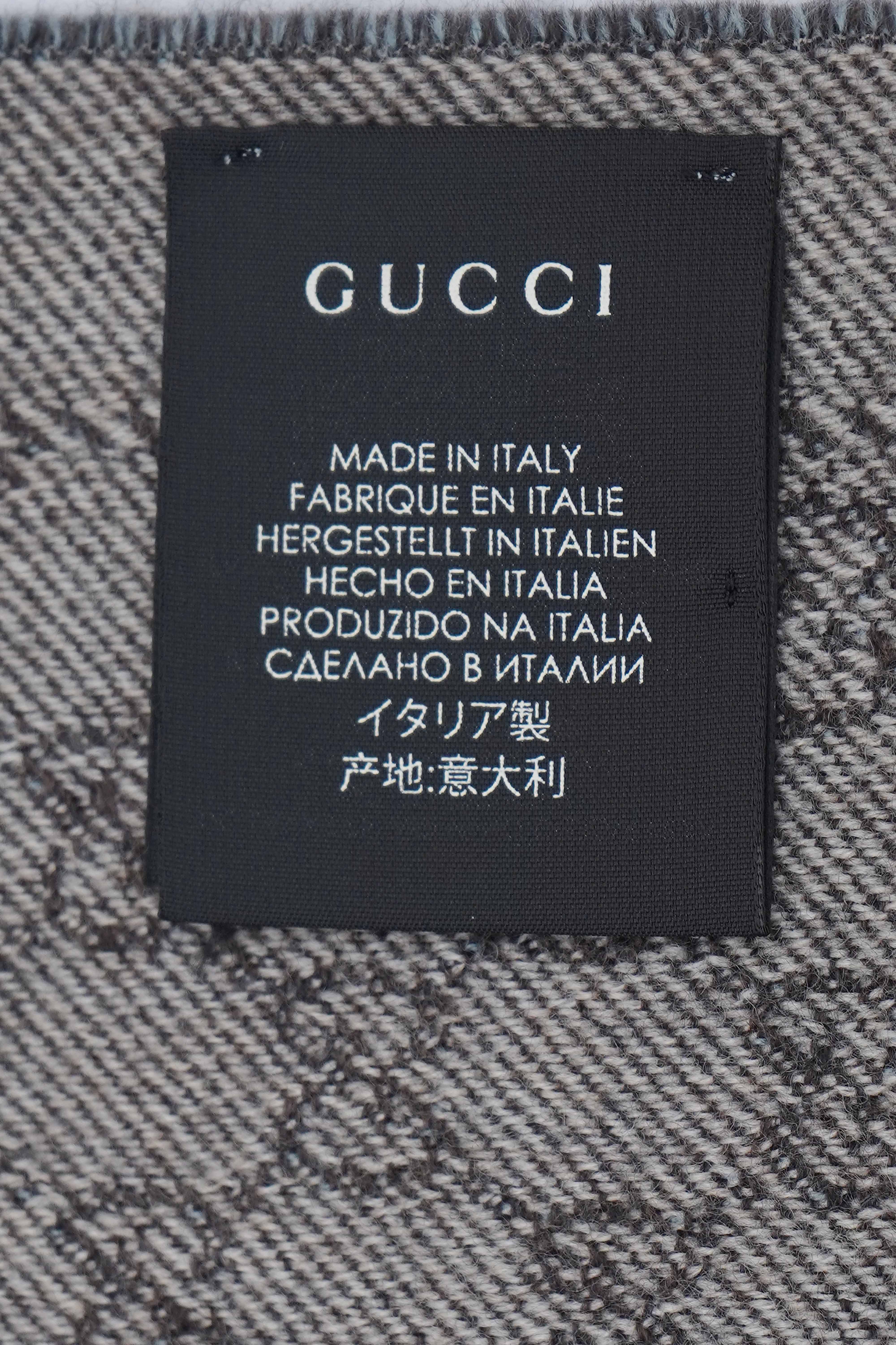 Gucci Pre-owned Logo Wool Sky Blue Scarf