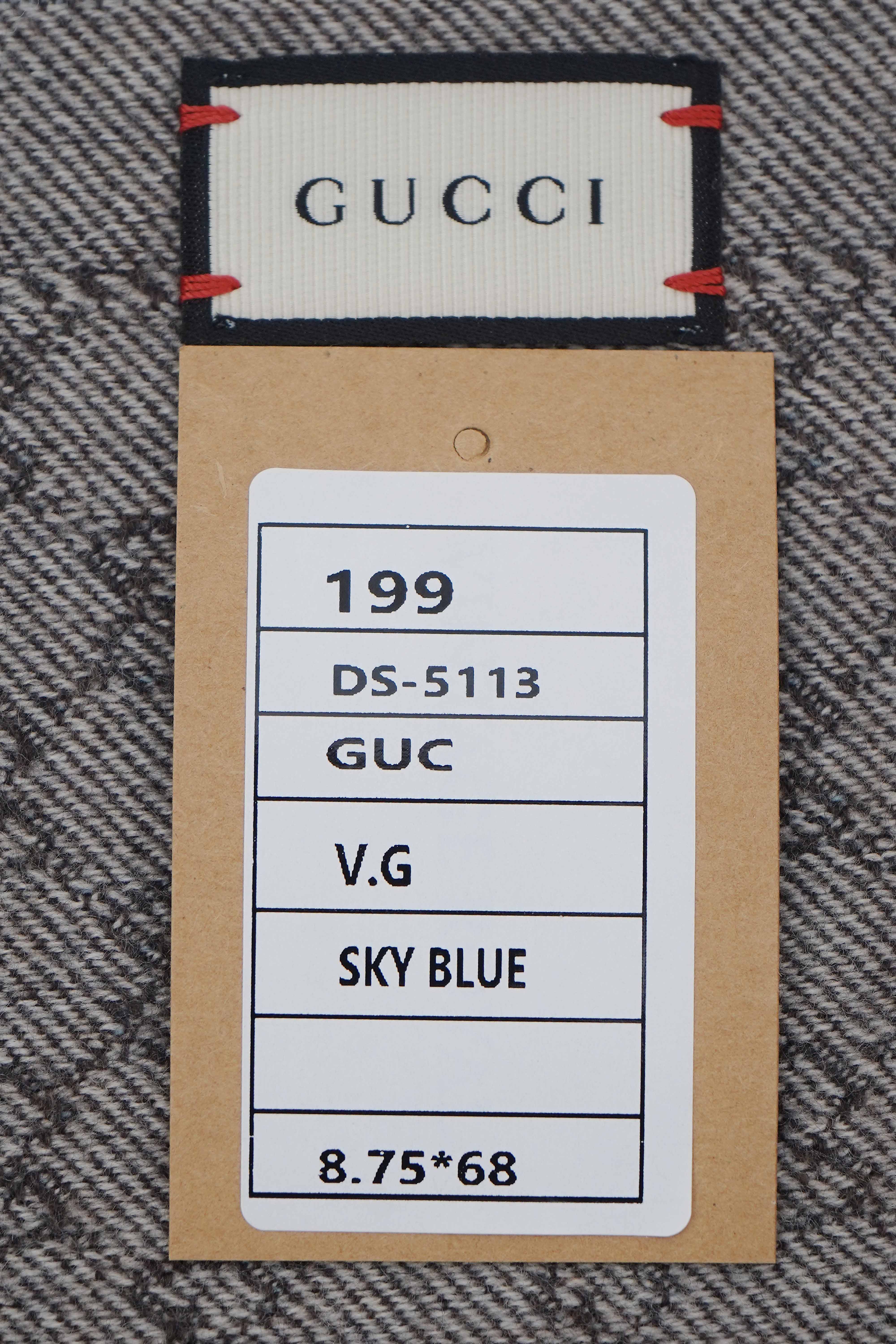 Gucci Pre-owned Logo Wool Sky Blue Scarf