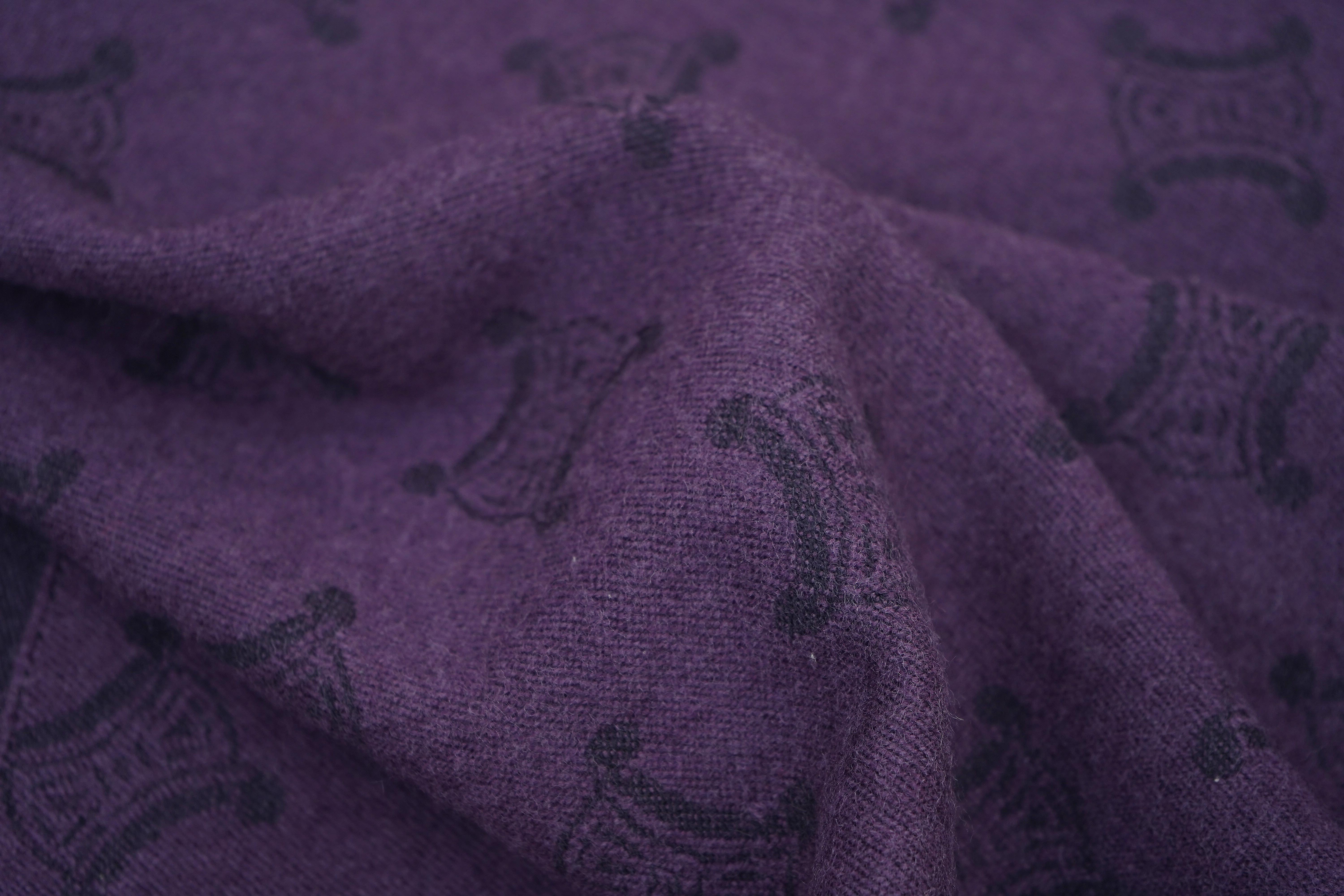 Celine Pre-owned Logo Wool Purple Scarf