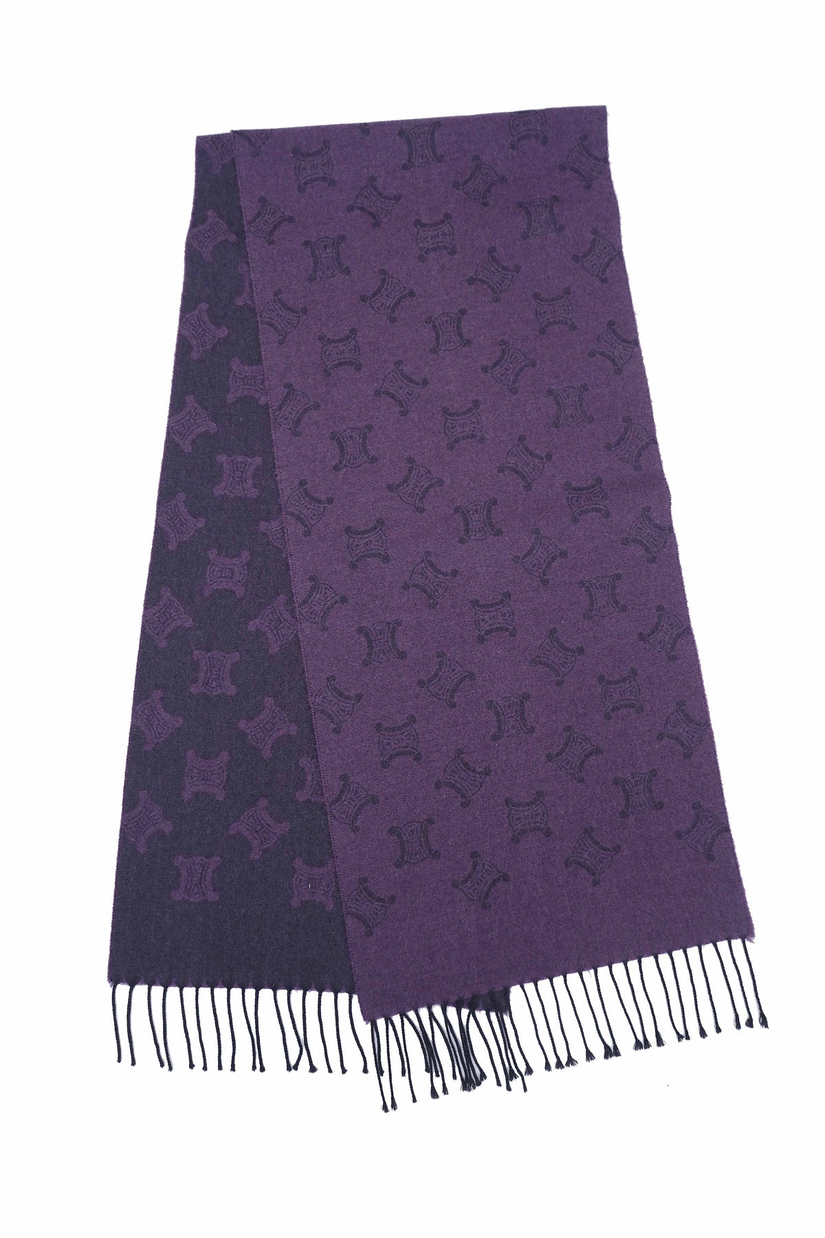 Celine Pre-owned Logo Wool Purple Scarf
