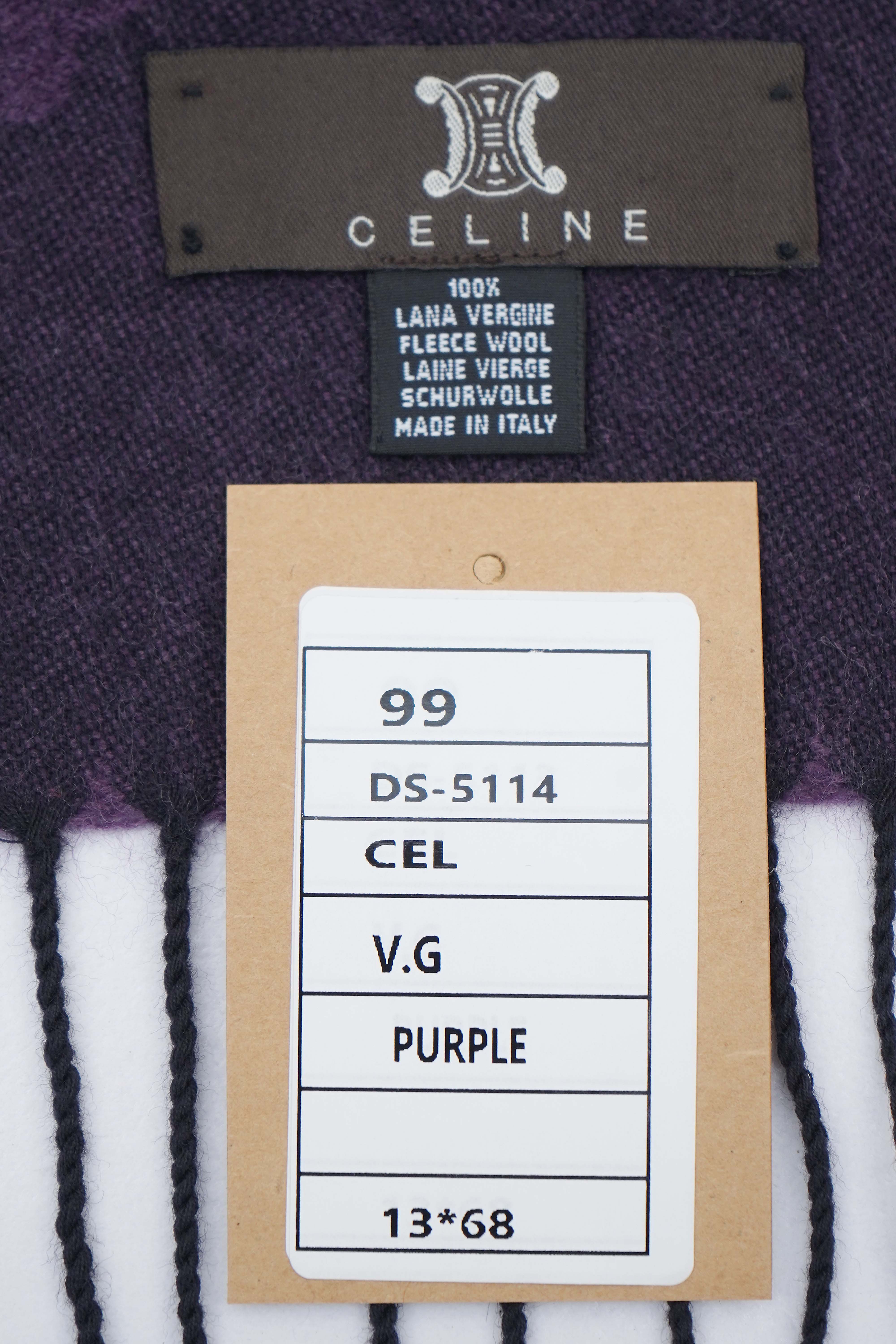 Celine Pre-owned Logo Wool Purple Scarf
